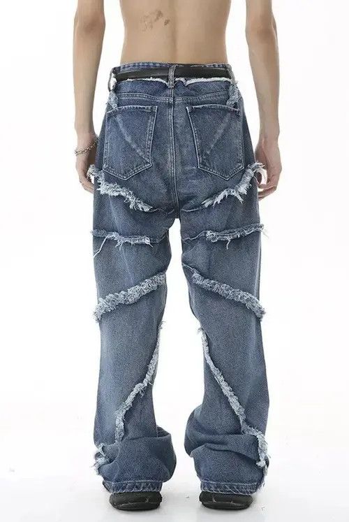 Japanese Brand × Jean Raw edge wide-leg jeans with retro design Size US 32 / EU 48 - 2 Thumbnail