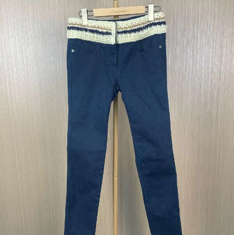 Chanel Chanel Navy Cotton Casual Pants 0089 Size 23" - 1 Thumbnail