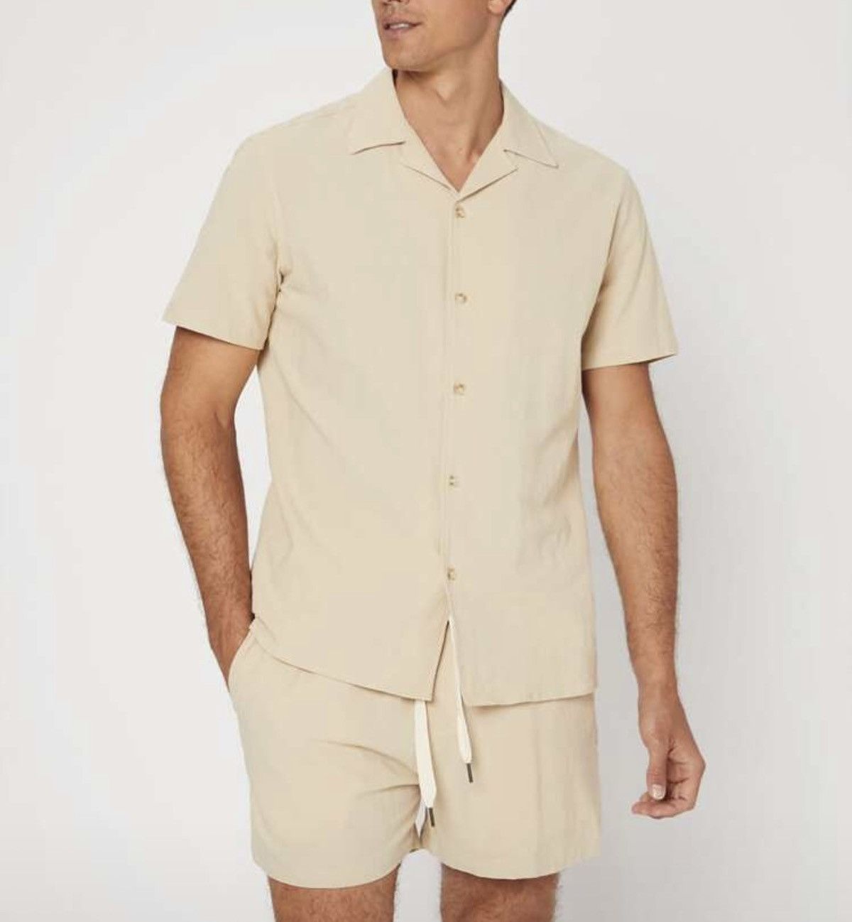 Shein SHEIN Manfinity Lapel Collar Button Up Shirt + Shorts Set Size US M / EU 48-50 / 2 - 1 Thumbnail