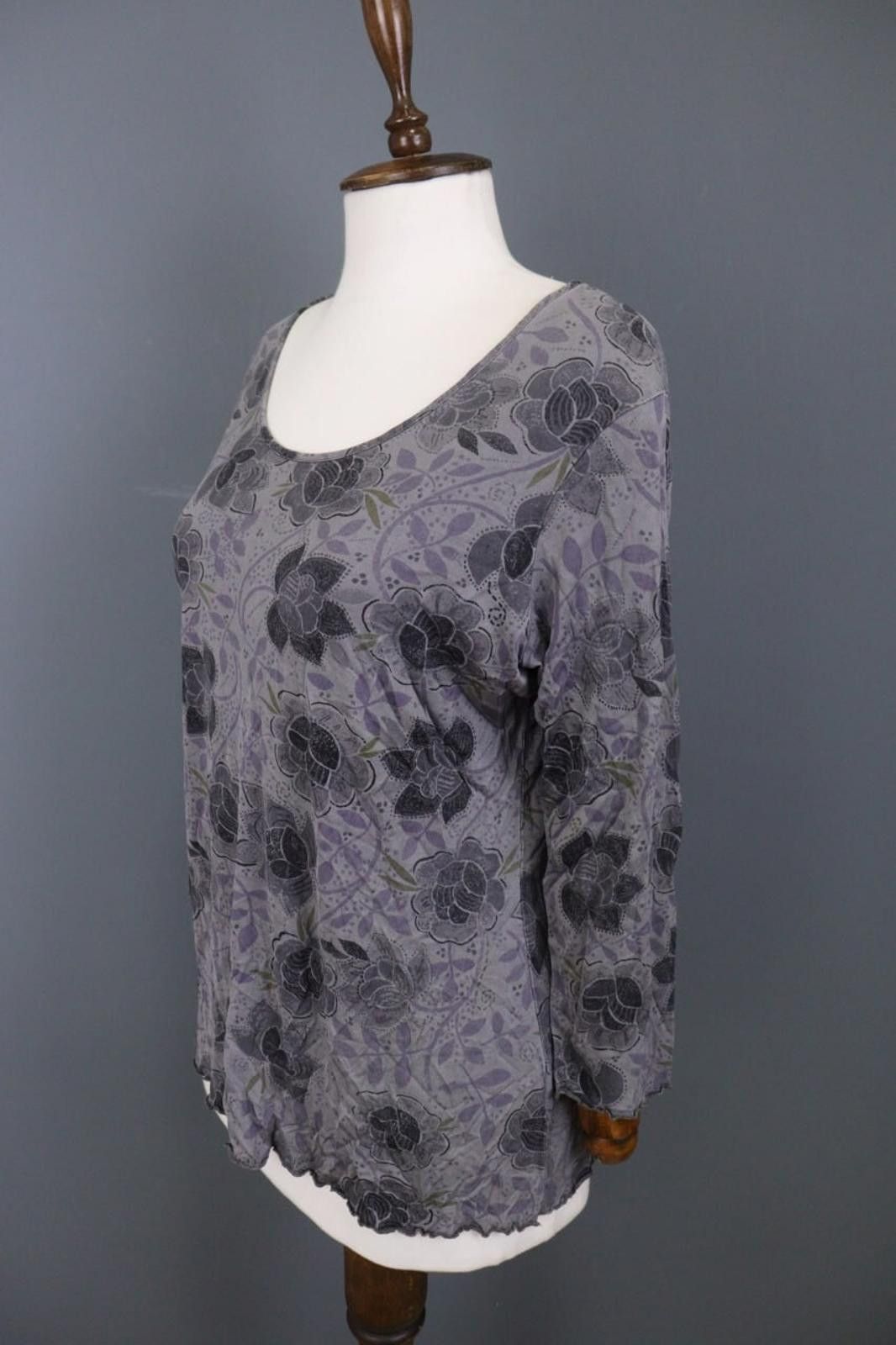 Designer Gudrun Sjoden Gray Floral Relaxed Blouse Shirt Size L Size L / US 10 / IT 46 - 5 Thumbnail