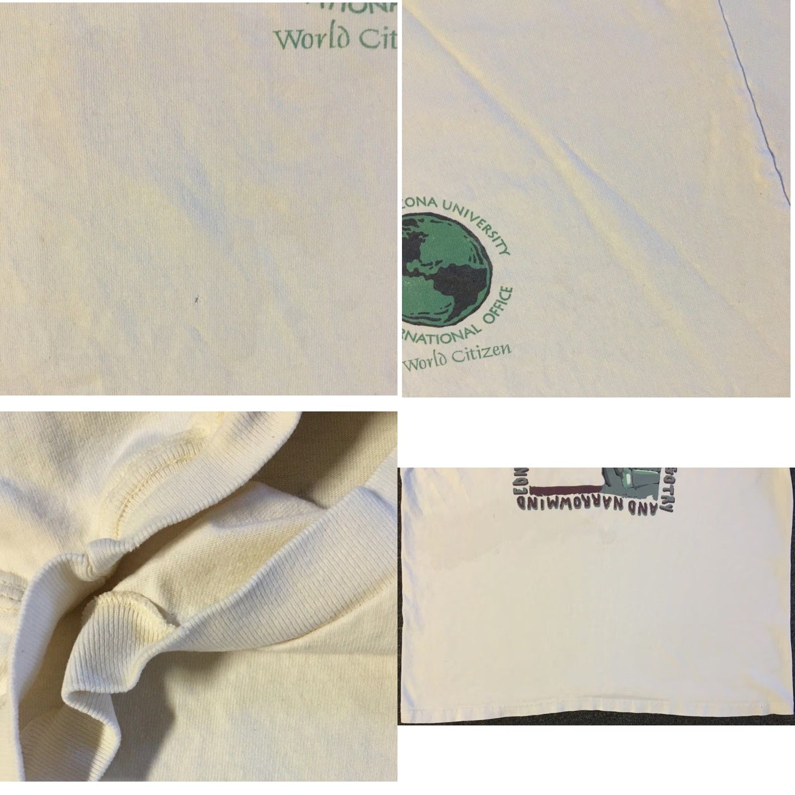 Vintage VINTAGE NAU World Citizen Distressed Shirt XL White Men T-Shirt 90s Grunge University Arizona 80s Hip Hop Rock Campus USA Size US XL / EU 56 / 4 - 9 Thumbnail