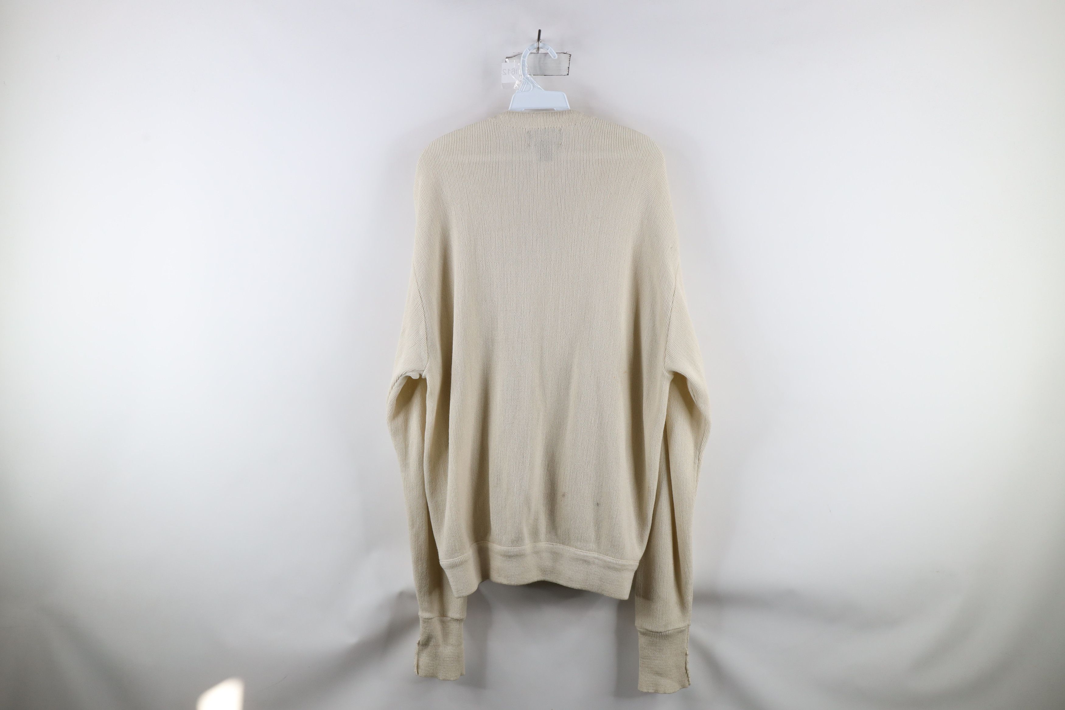 Vintage Vintage 90s Streetwear Knit Cardigan Sweater Beige Acrylic Size US XL / EU 56 / 4 - 9 Thumbnail