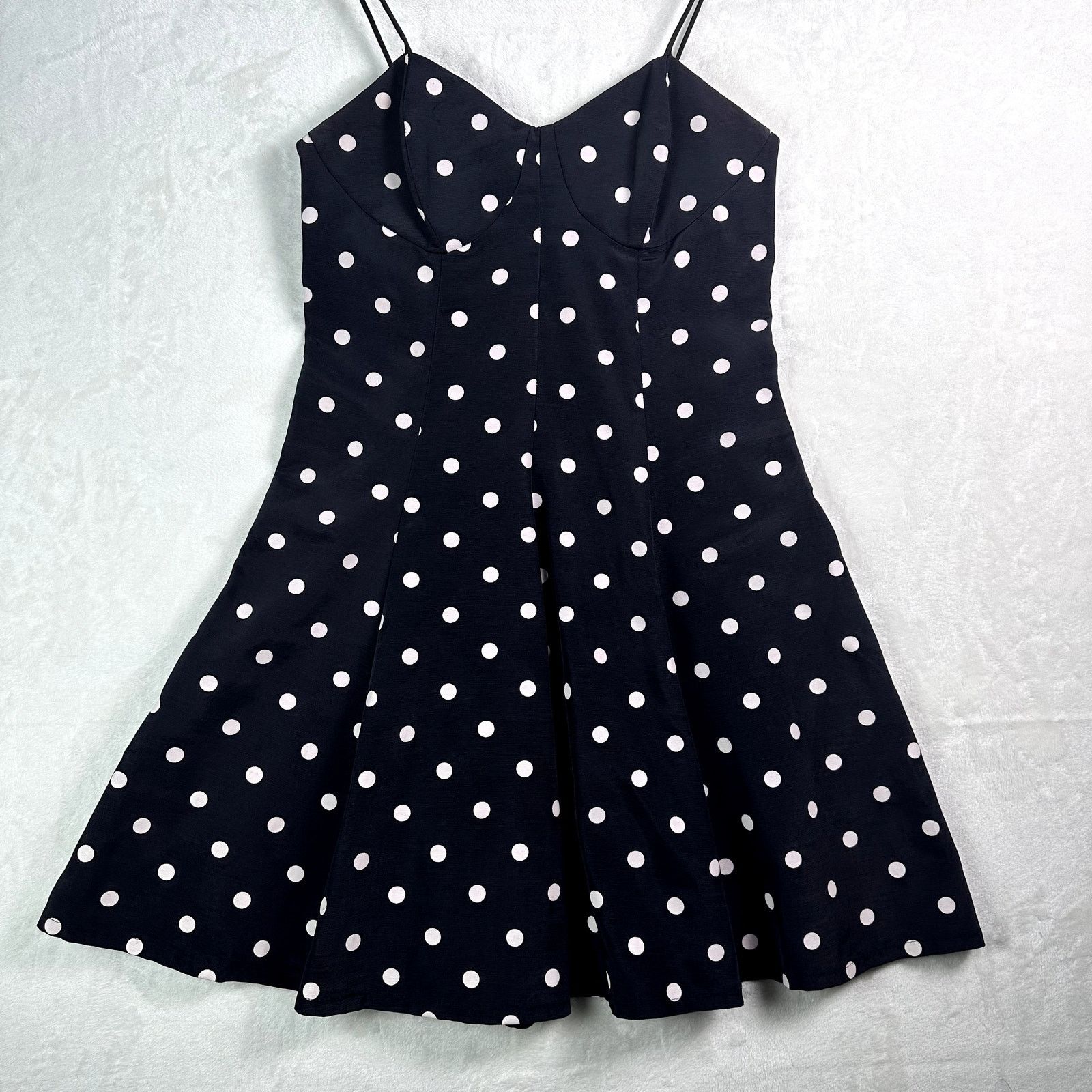 Other VINTAGE 70s ILGWU Union Made Acetate Polka Dot Party Dress Size L / US 10 / IT 46 - 2 Thumbnail
