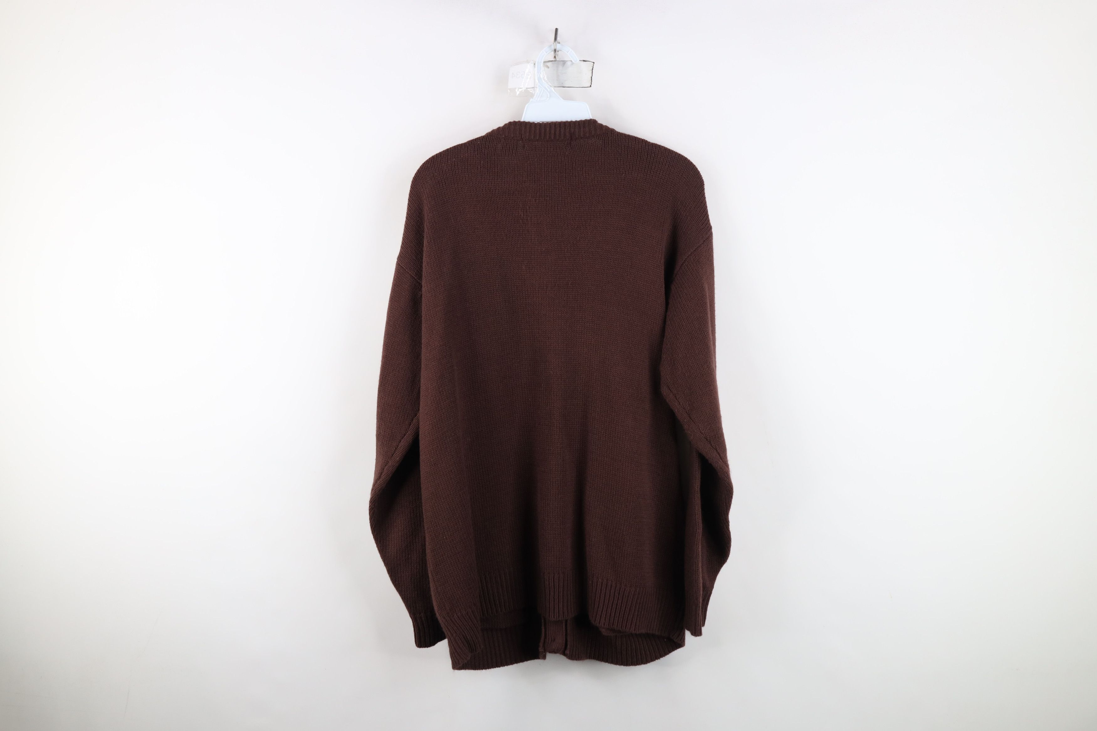 Vintage Vintage 90s Streetwear Cable Knit Cardigan Sweater Brown Size L / US 10 / IT 46 - 11 Thumbnail