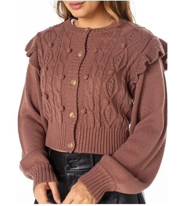 Other Brown sweater with ruffles and buttons ✧˚ Size M / US 6-8 / IT 42-44 - 1 Thumbnail