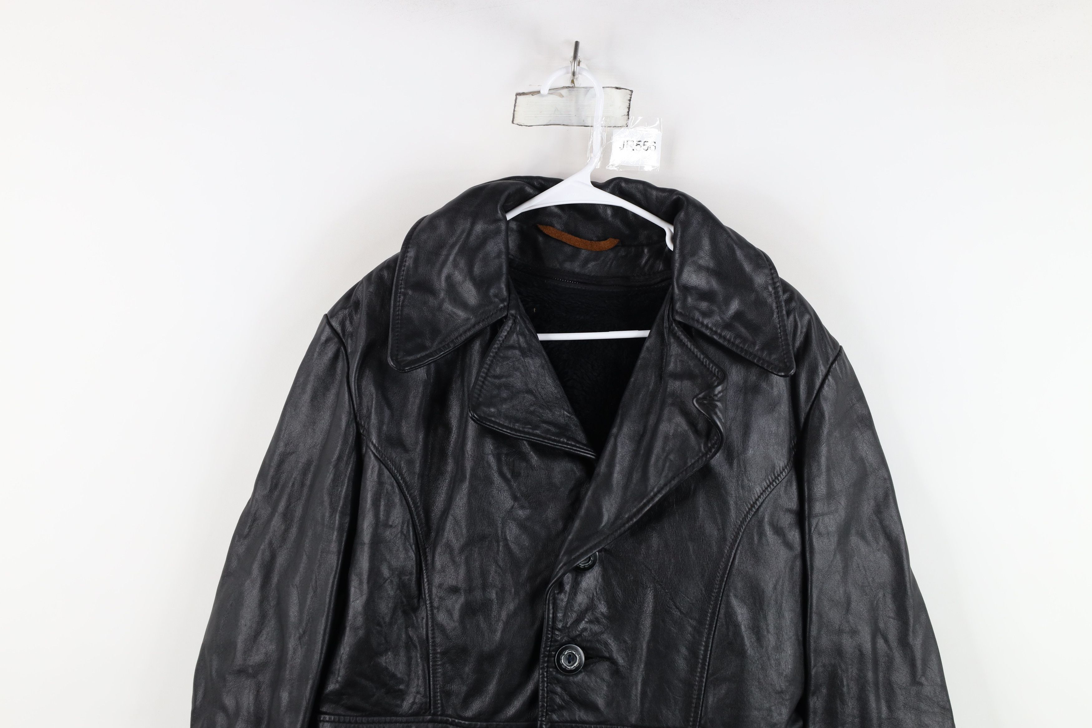 Vintage Vintage 60s 70s Streetwear Leather Jacket Coat Black USA Size US XXL / EU 58 / 5 - 2 Thumbnail