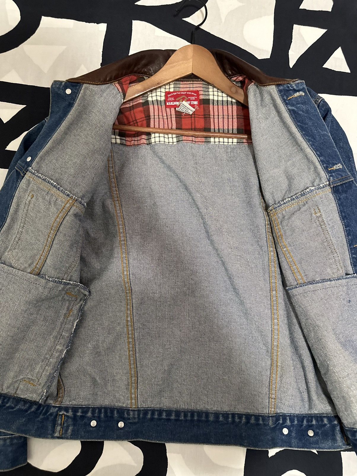 Marlboro Vintage 1990 Marlboro Denim Jacket w/ leather collar Size US S / EU 44-46 / 1 - 3 Thumbnail