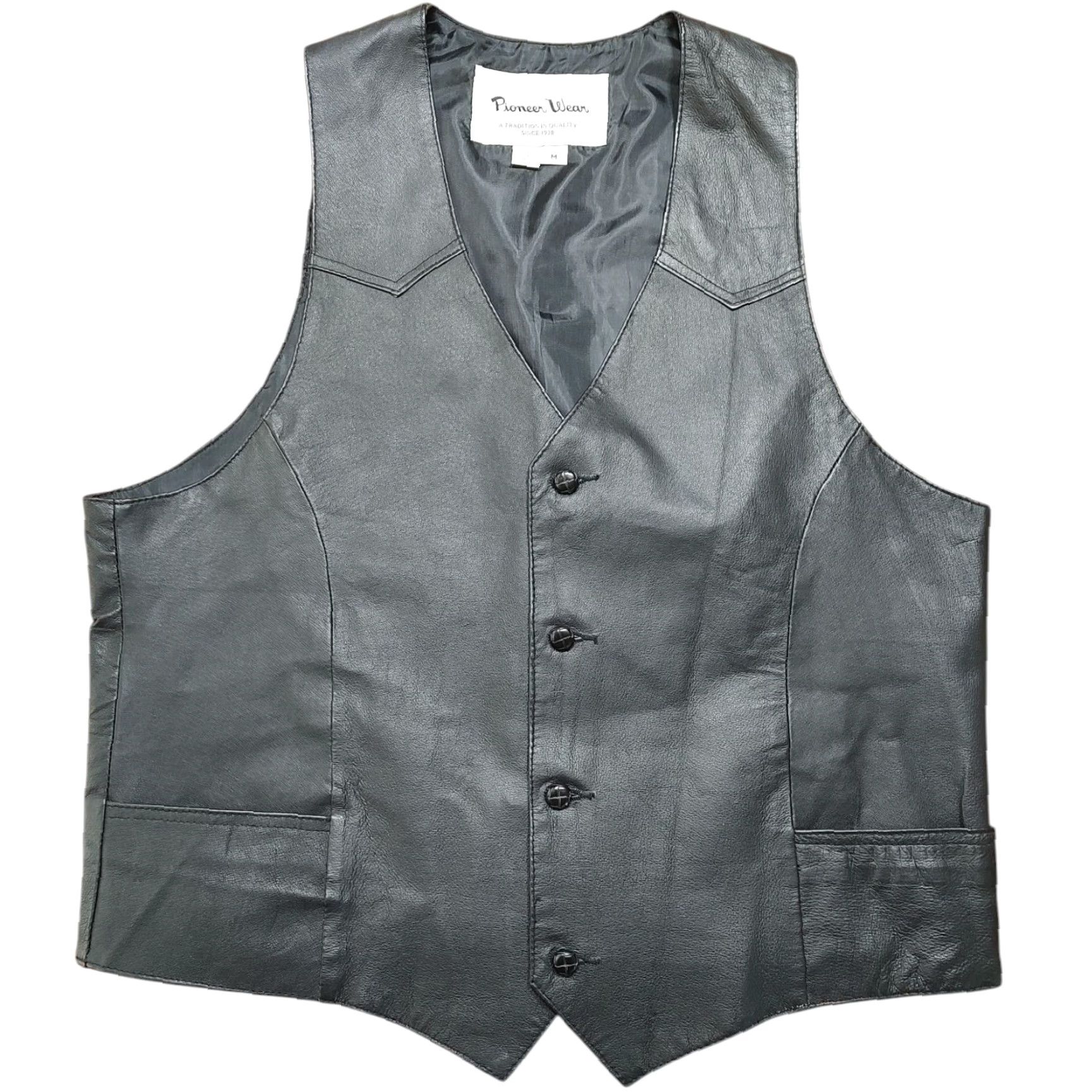 Vintage VINTAGE Pioneer Wear Vest Western Leather Lined Medium Black Cowboy Mens Size US M / EU 48-50 / 2 - 2 Thumbnail