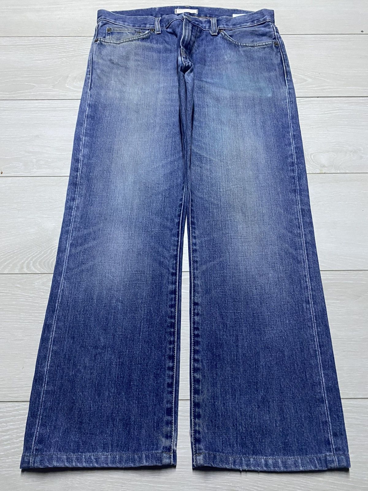 Takashi Murakami × Uniqlo Vintage Uniqlo UJ Faded Wash Distressed Loose Jeans Size US 33 - 1 Thumbnail