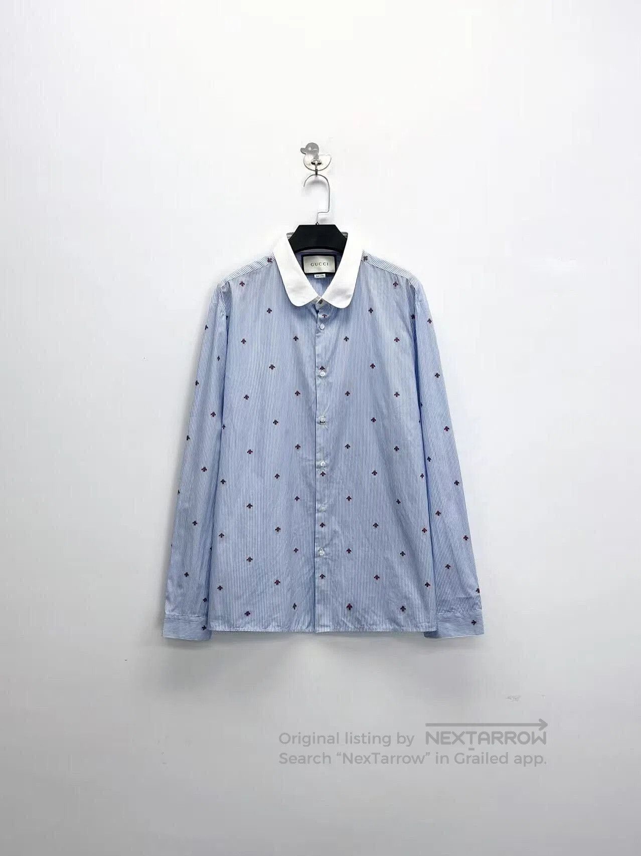 Gucci gucci blue striped embroidered bee shirt. Size US L / EU 52-54 / 3 - 1 Thumbnail