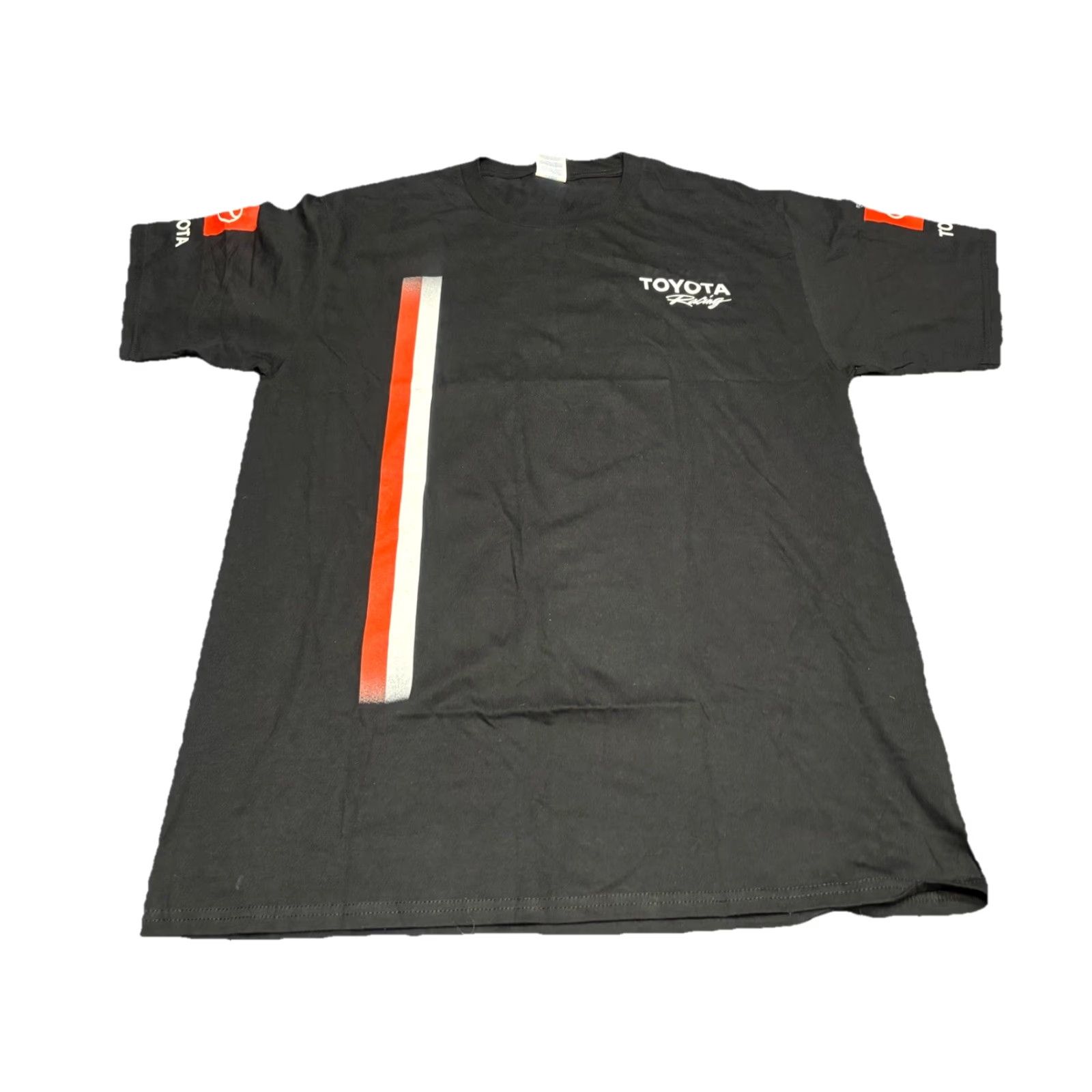 Port & Company Toyota Racing Mens T-Shirt L Black Red White Stripe Logo Short Sleeve Crew Neck Port & Company Shirt Mens Size US L / EU 52-54 / 3 - 2 Thumbnail