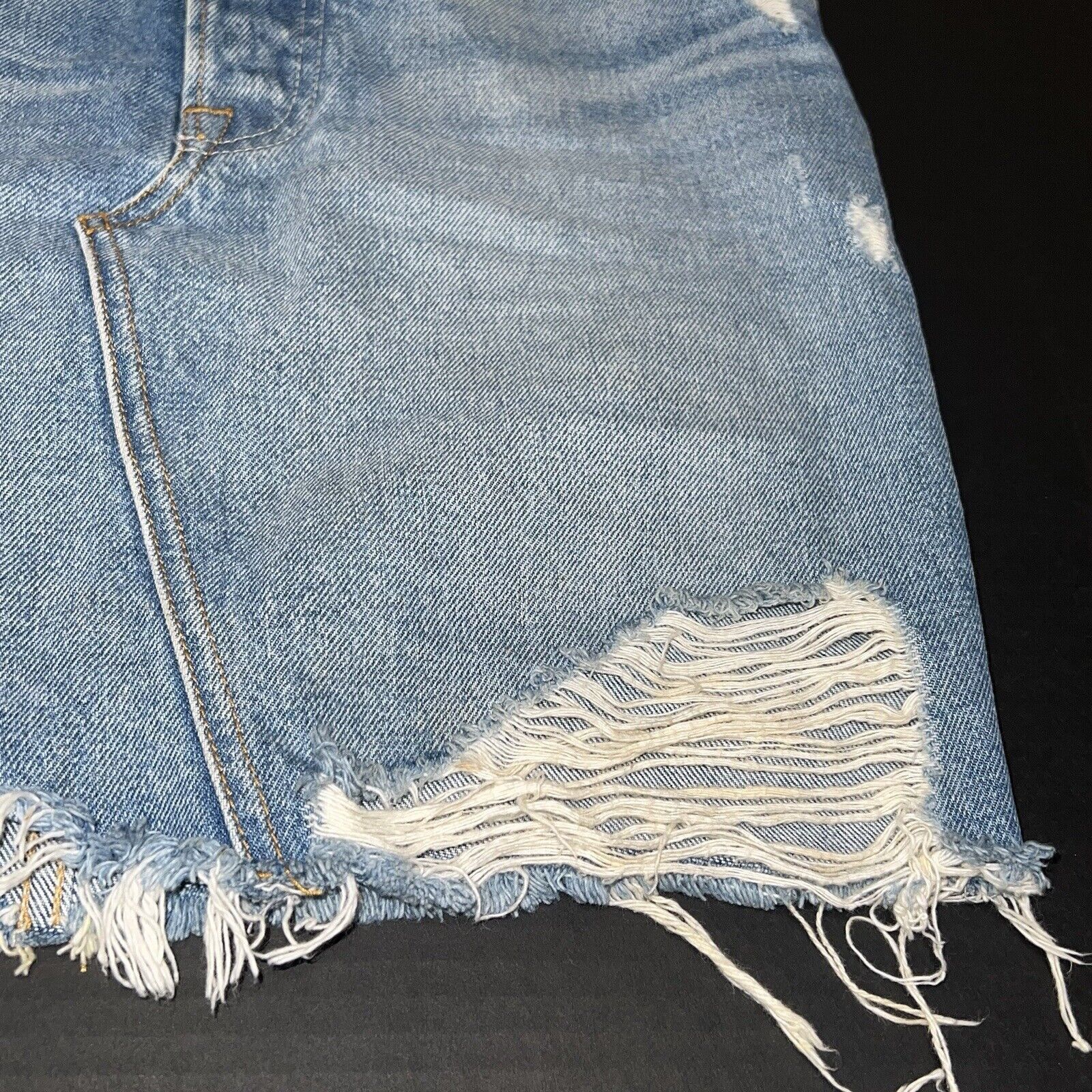 GRLFRND GRLFRND Sz 28 Lava Bed Rhoda Distressed Denim Mini Skirt Size 28" / US 6 / IT 42 - 3 Thumbnail
