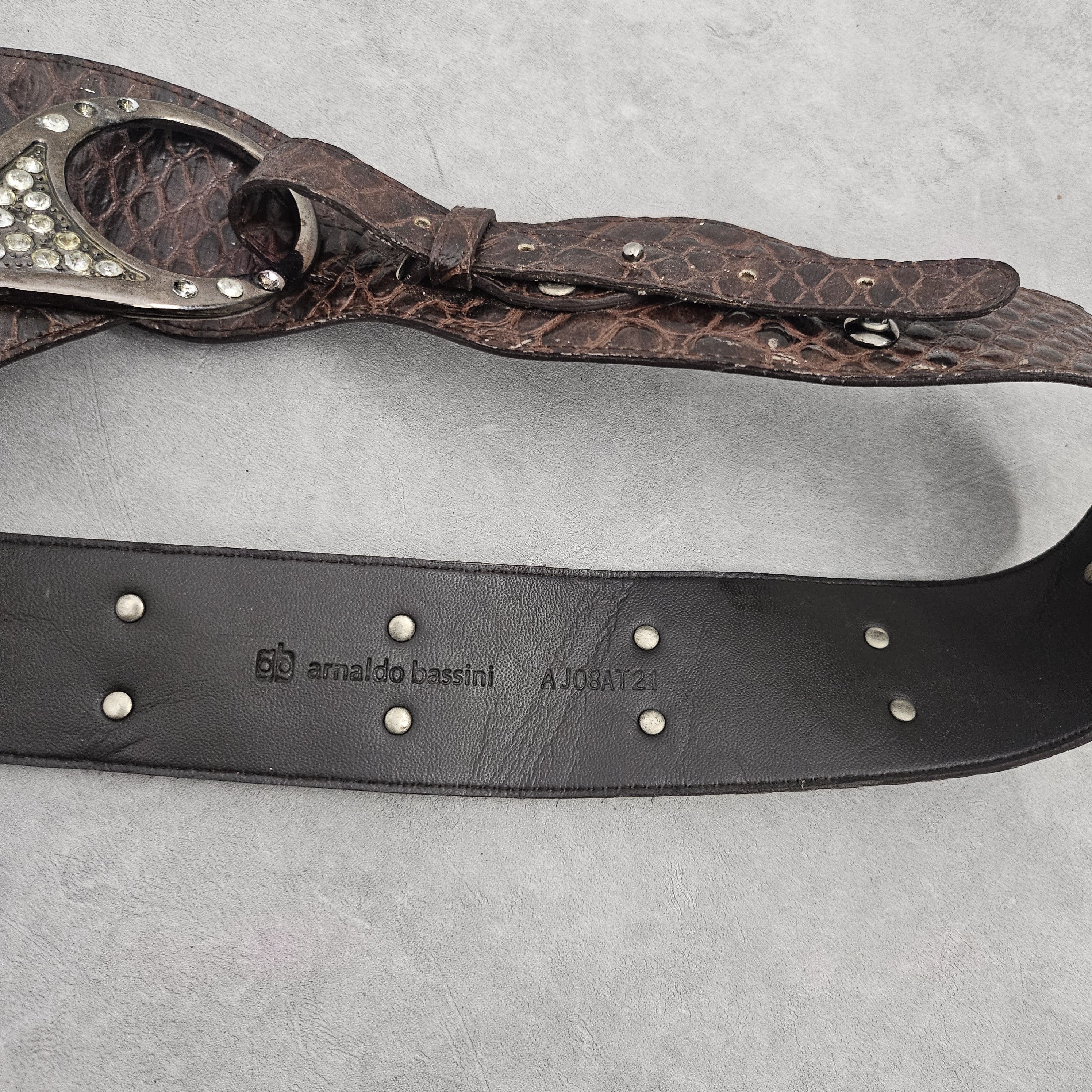 Japanese Brand Arnaldo bassini Brown Crystal Snakeskin Belt Size ONE SIZE - 5 Thumbnail