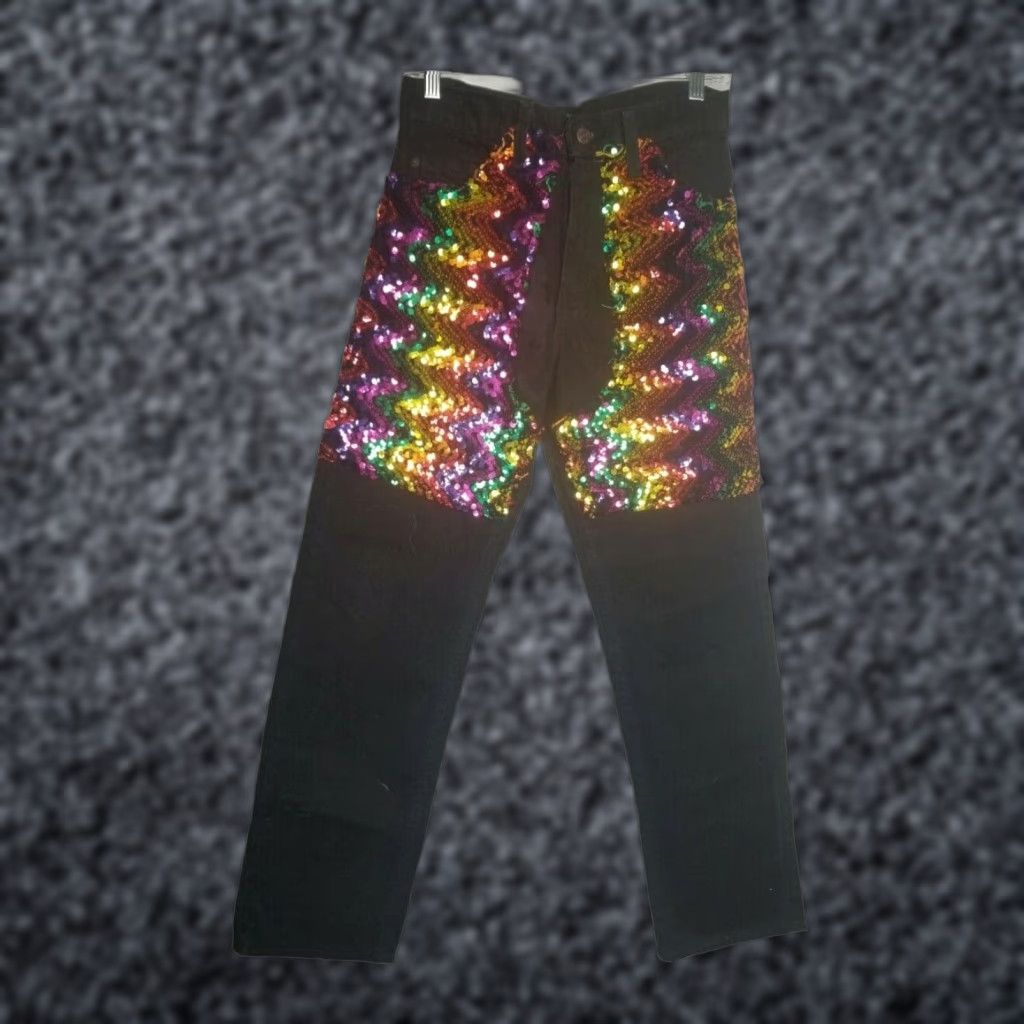 Levi's Vintage Levi's 505 Jeans Men 29x30 Black Denim USA Pride Month Sequin Rainbow Distressed Size US 29 - 1 Thumbnail