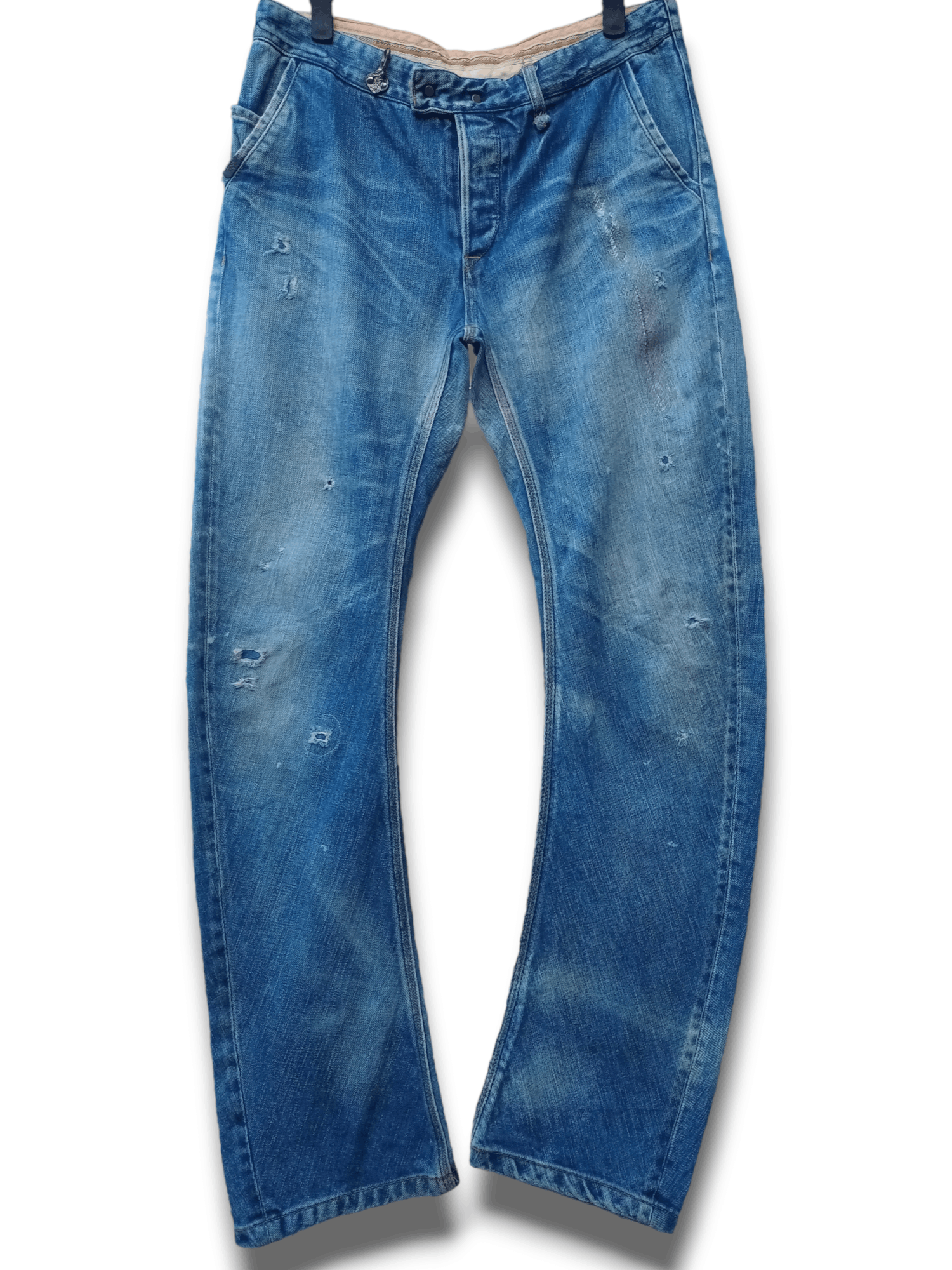 Japanese Brand Vintage Japanese Brand Buckle Back Distressed Curve Jeans Size US 31 - 1 Thumbnail