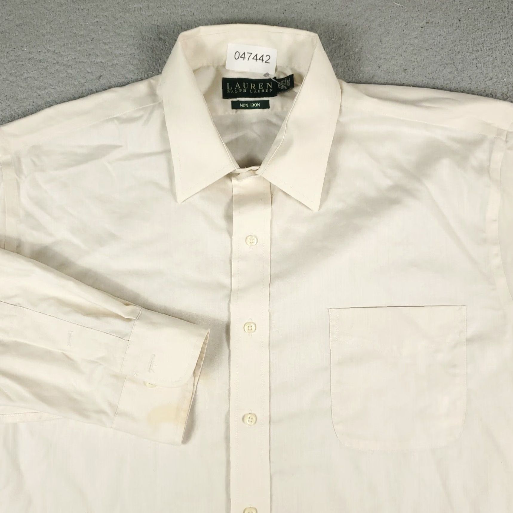 Ralph Lauren VINTAGE Ralph Lauren Dress Shirt Mens 17.5 Ivory Long Sleeve Business Casual Formal Workwear Size 46R - 2 Thumbnail