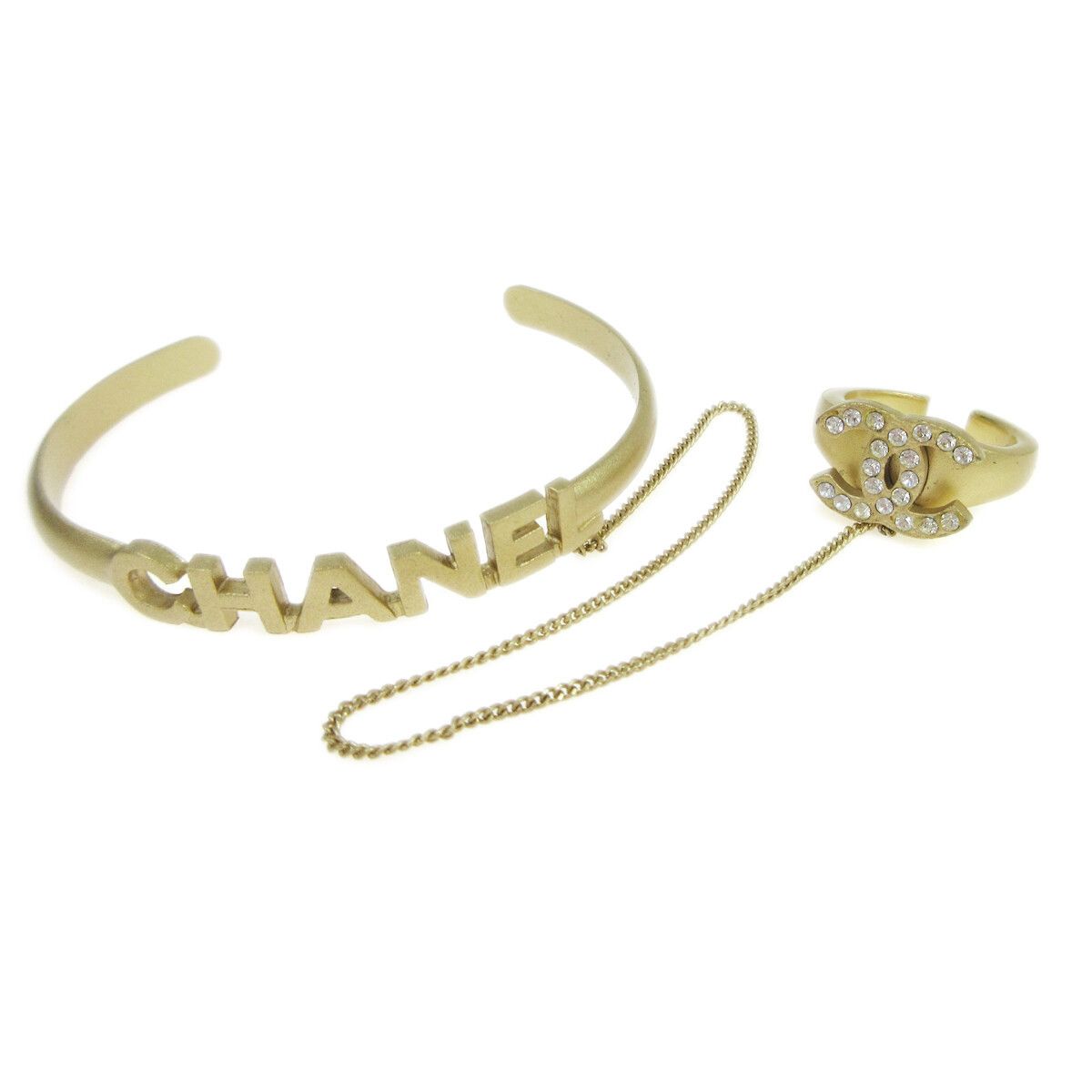 Chanel Chanel Logo Cuff with CC Ring Metal with Crystal Size ONE SIZE - 1 Thumbnail