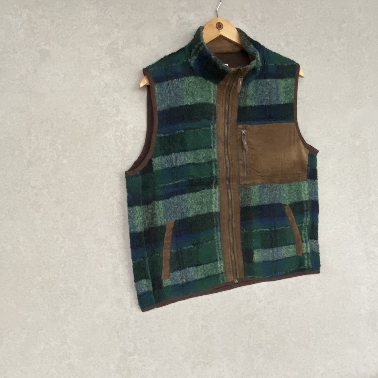 Other Vintage Hush Puppies Green And Blue Plaid Fleece Vest Patch Size L / US 10 / IT 46 - 3 Thumbnail