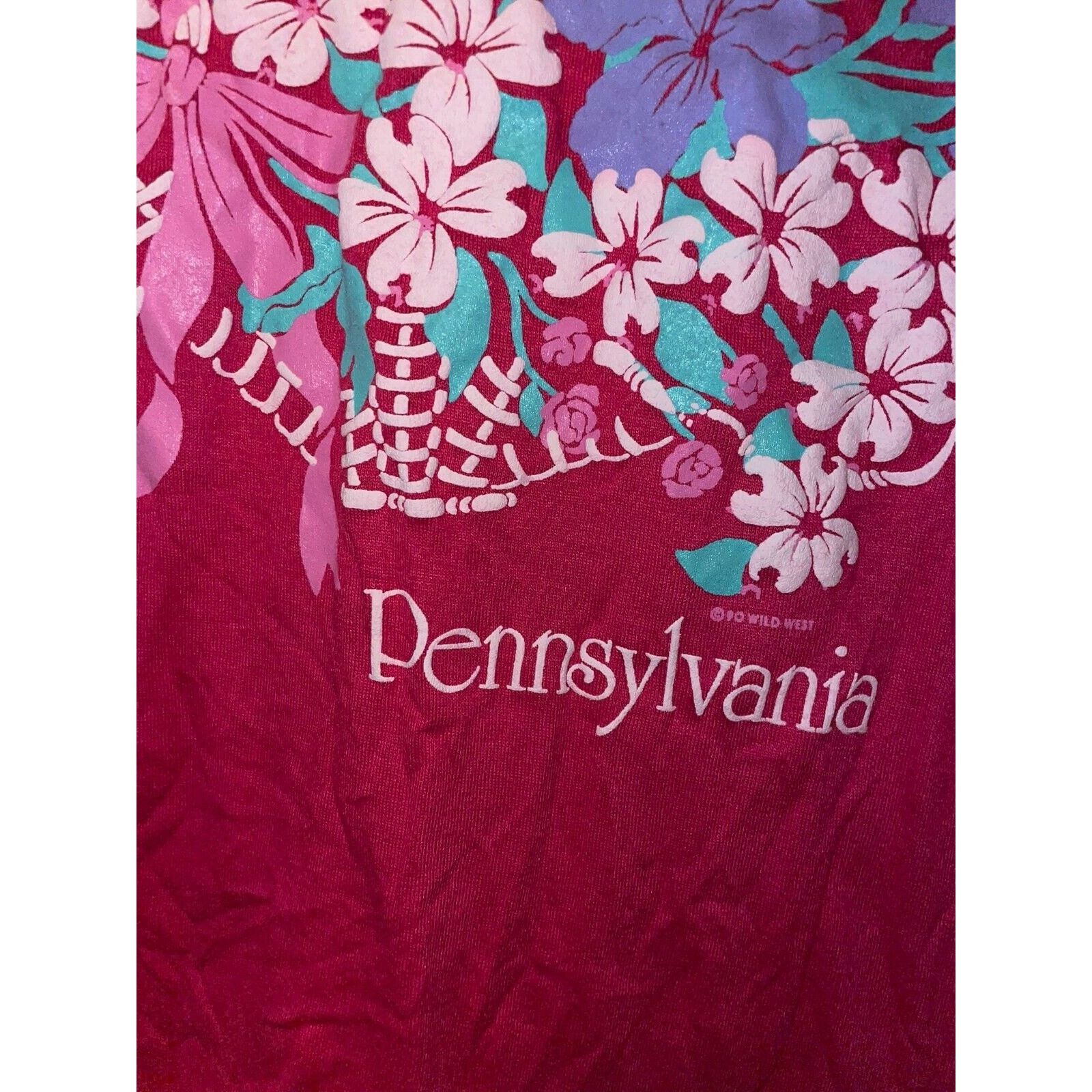 Jerzees Vintage Pennsylvania Shirt Flower Pink Tee VTG 90s Medium Size US M / EU 48-50 / 2 - 7 Thumbnail
