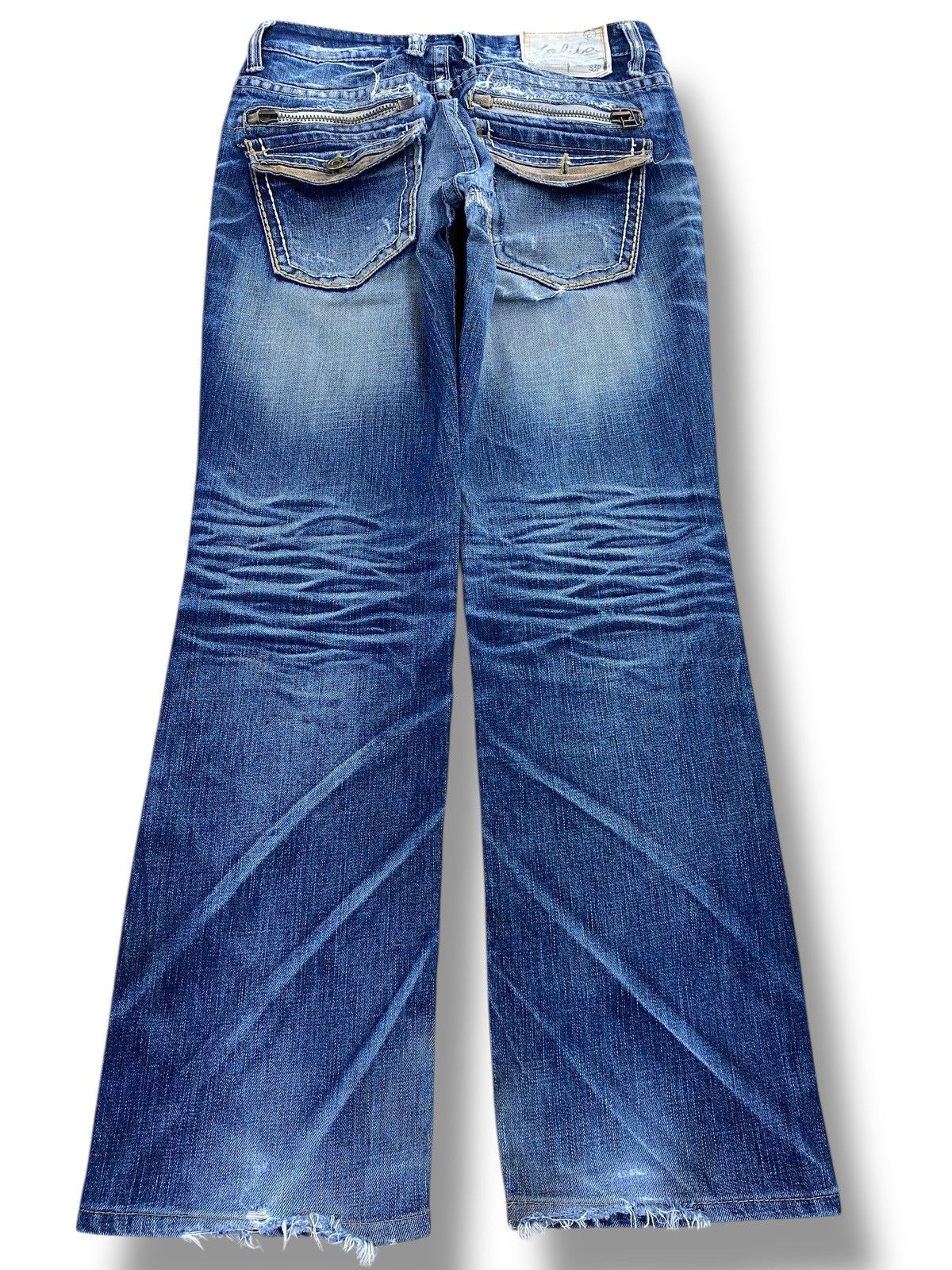 Japanese Brand Lolita Faded Wash Whiskered Style Straight Leg Jeans Size US 31 - 3 Thumbnail