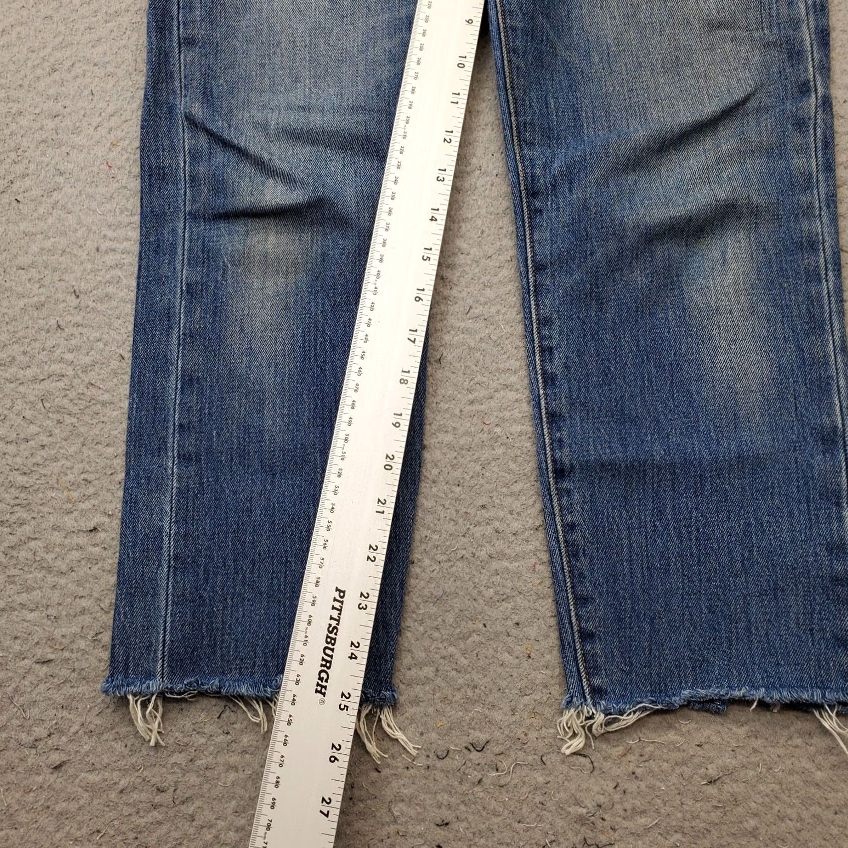 Levi's Levi's Straight Jeans Womens 28 Blue Denim White Oak Cone Frayed Hem Button Fly Jeans Size 28" / US 6 / IT 42 - 4 Thumbnail