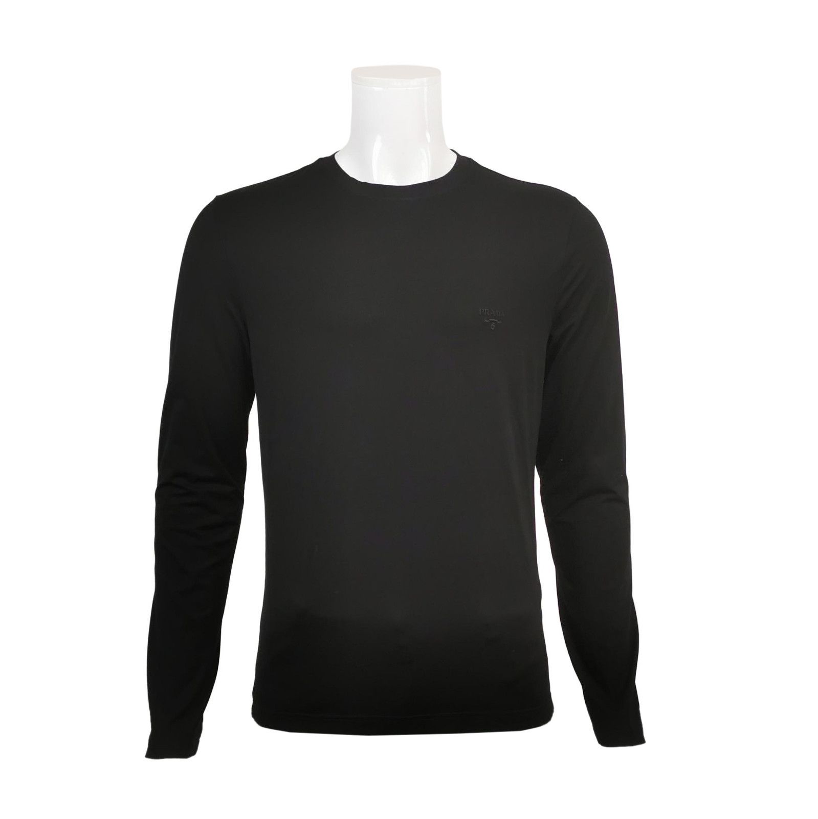 Prada Prada Black Long Sleeve Cotton T-Shirt - dmc Size L / US 10 / IT 46 - 1 Thumbnail