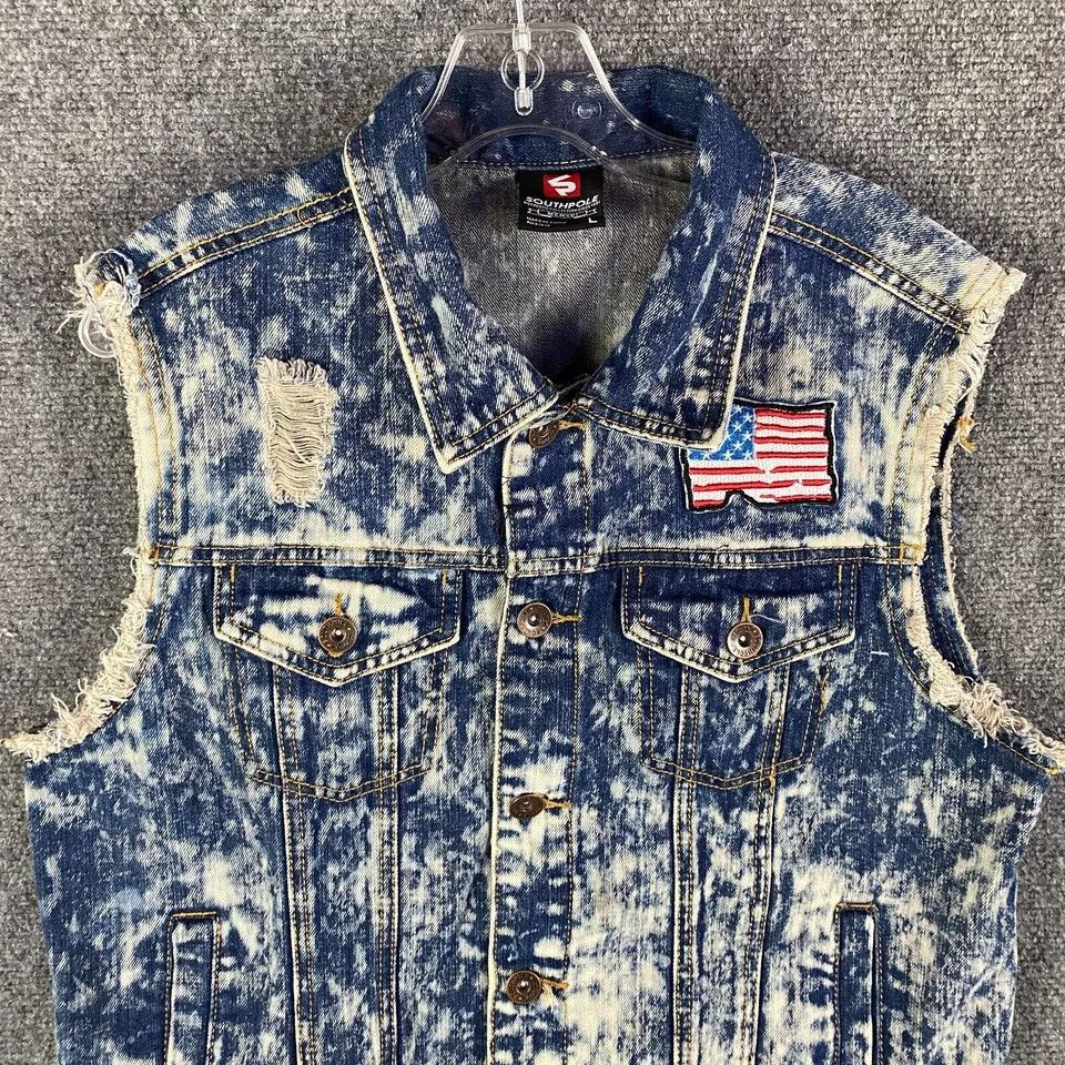 Southpole Southpole Denim Vest Men's Double Pockets USA Flag Patch L Size US L / EU 52-54 / 3 - 2 Thumbnail