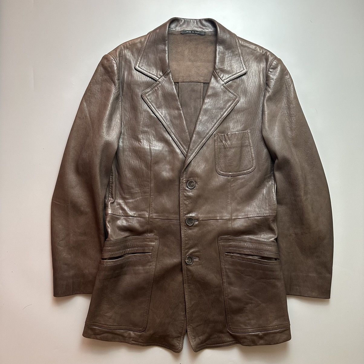 image of Gucci By Tom Ford Vintage Leather Jacket “Brown”, Men's (Size Medium)