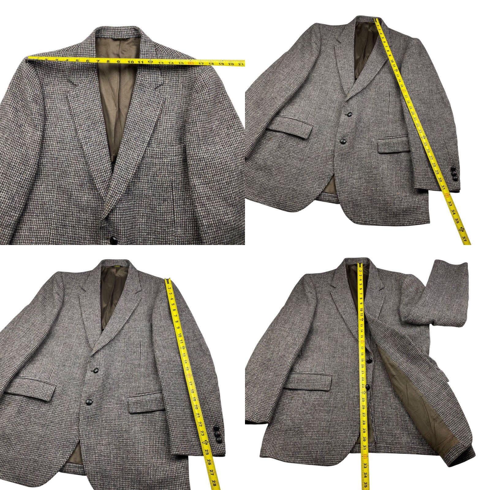 Harris Tweed VINTAGE Harris Tweed Men's Blazer Wool 44R Gray Brown 2-Button Leather USA Mens Size 44R - 8 Thumbnail