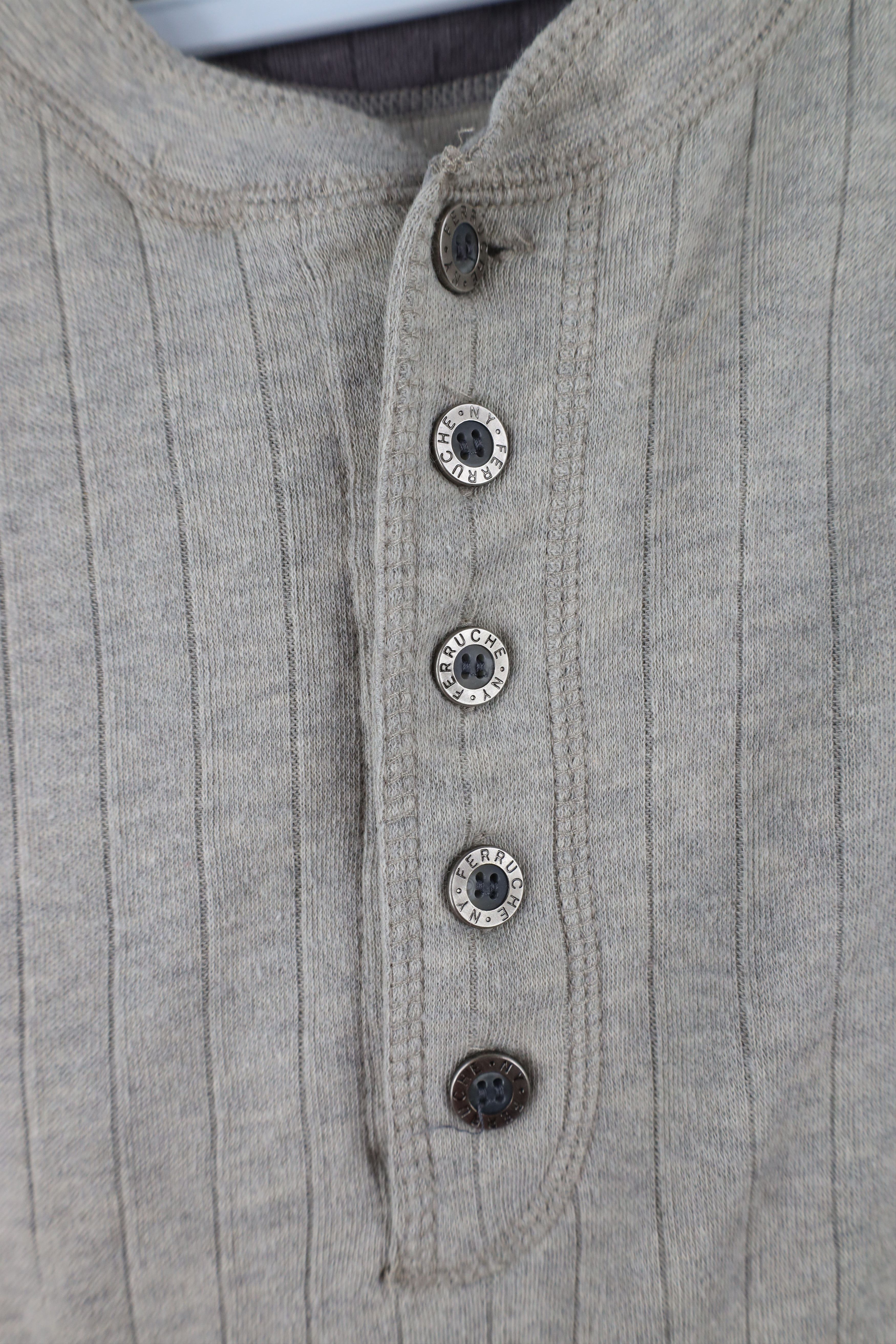 Vintage Vintage 90s Streetwear Knit Long Sleeve Henley T-Shirt Gray Size US L / EU 52-54 / 3 - 4 Thumbnail