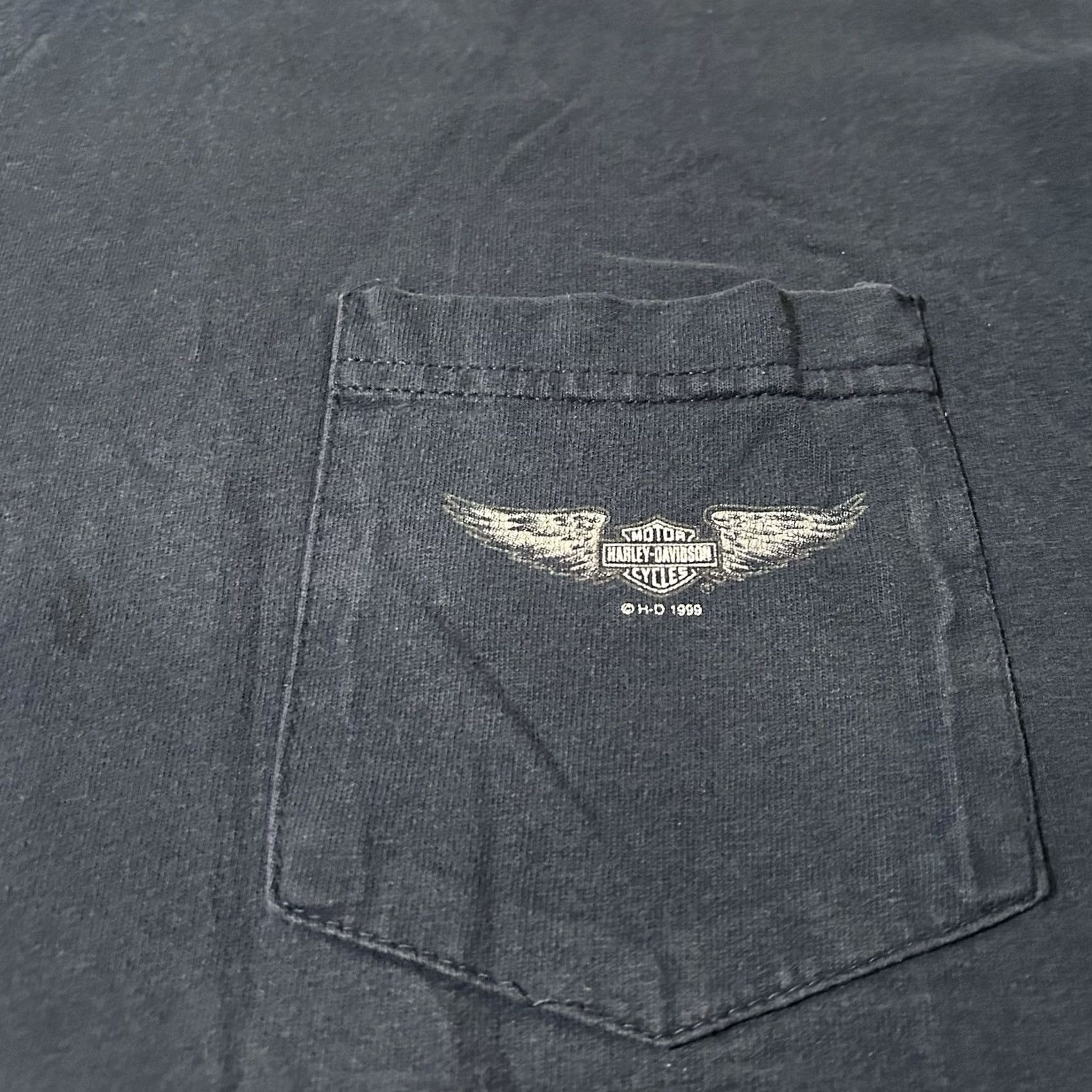 Harley Davidson VINTAGE Harley-Davidson Shirt 2XL Navy Biker Pocket 90s London Motorcycles Men Size US XXL / EU 58 / 5 - 3 Thumbnail