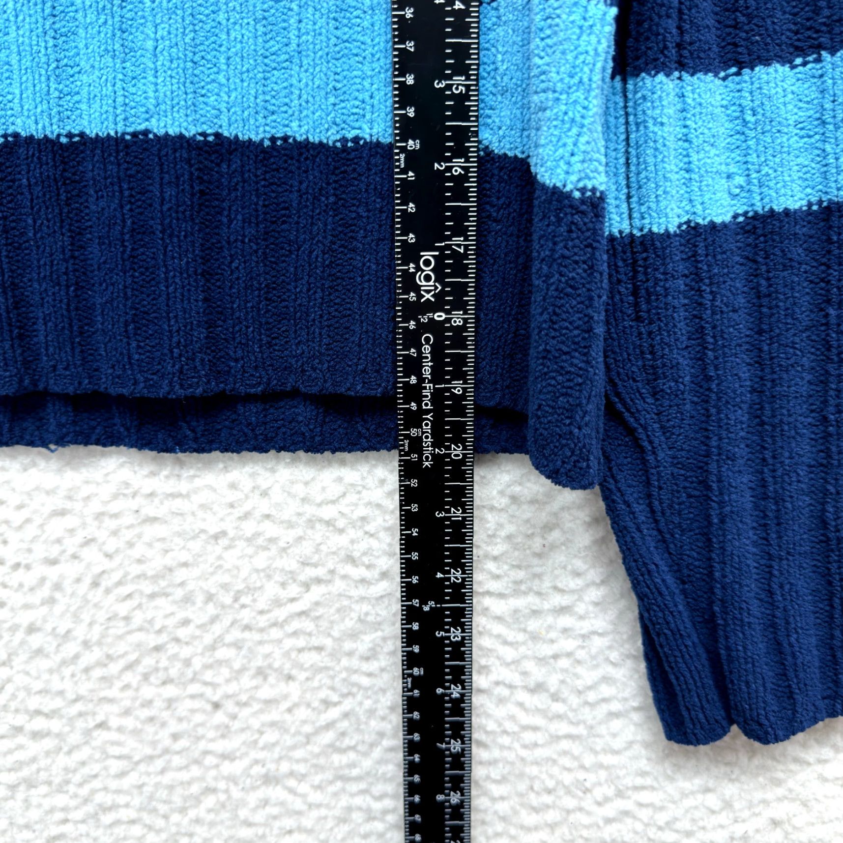 Vintage Y2K Vintage No Boundaries Chenille Mock Neck Sweater M Medium Blue Green Striped Womens Mens Girls Boys Size M / US 6-8 / IT 42-44 - 4 Thumbnail