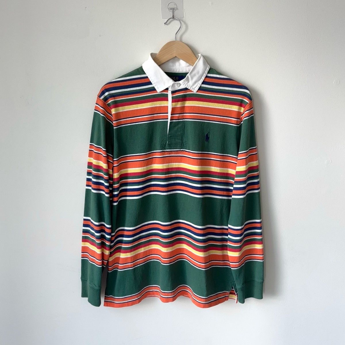 Polo Ralph Lauren Green Multi Stripe The Iconic Rugby Shirt Classic Fit Size US M / EU 48-50 / 2 - 1 Thumbnail