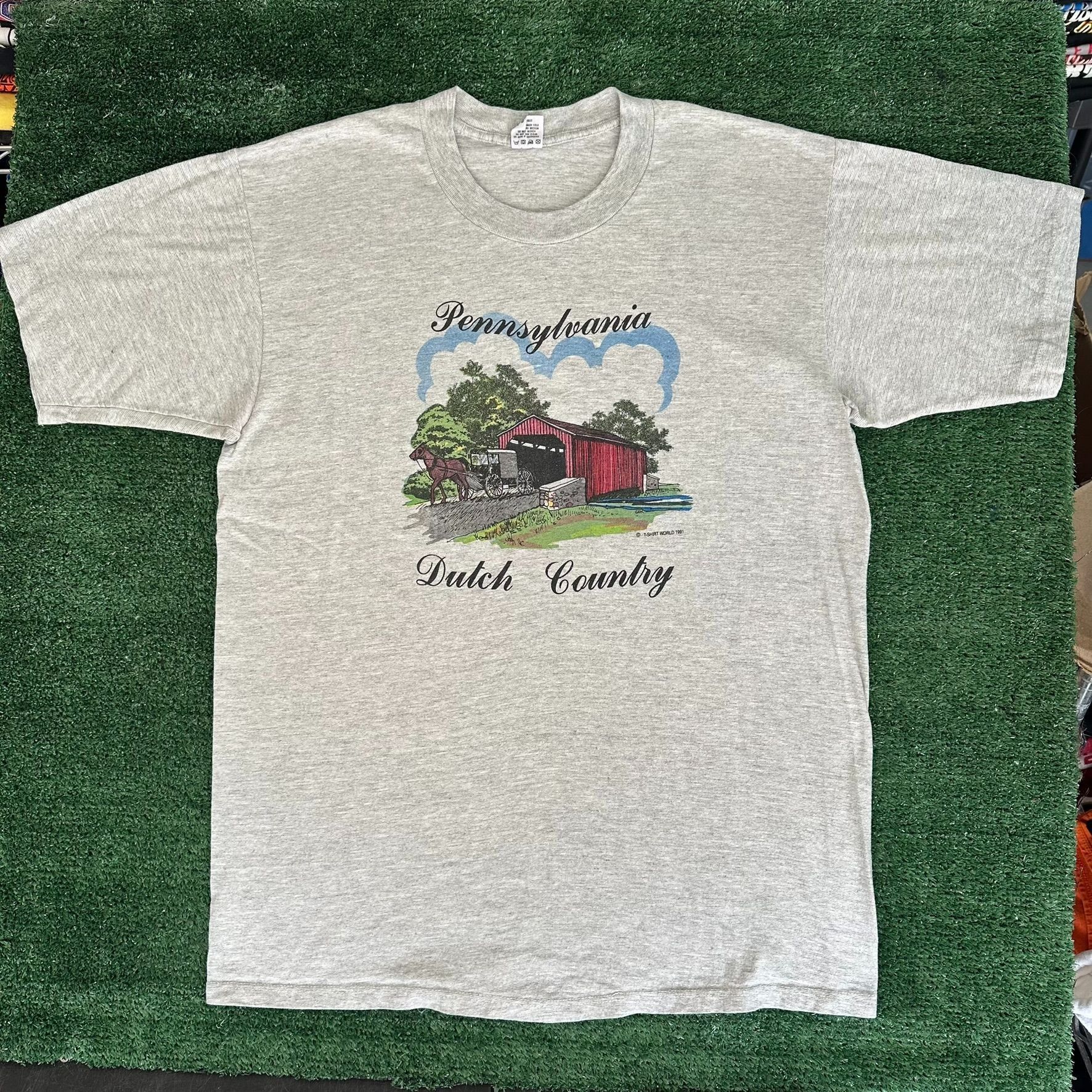 Globe Vintage 90s Pennsylvania Dutch Amish T-Shirt Single Stitch G Size US L / EU 52-54 / 3 - 1 Thumbnail
