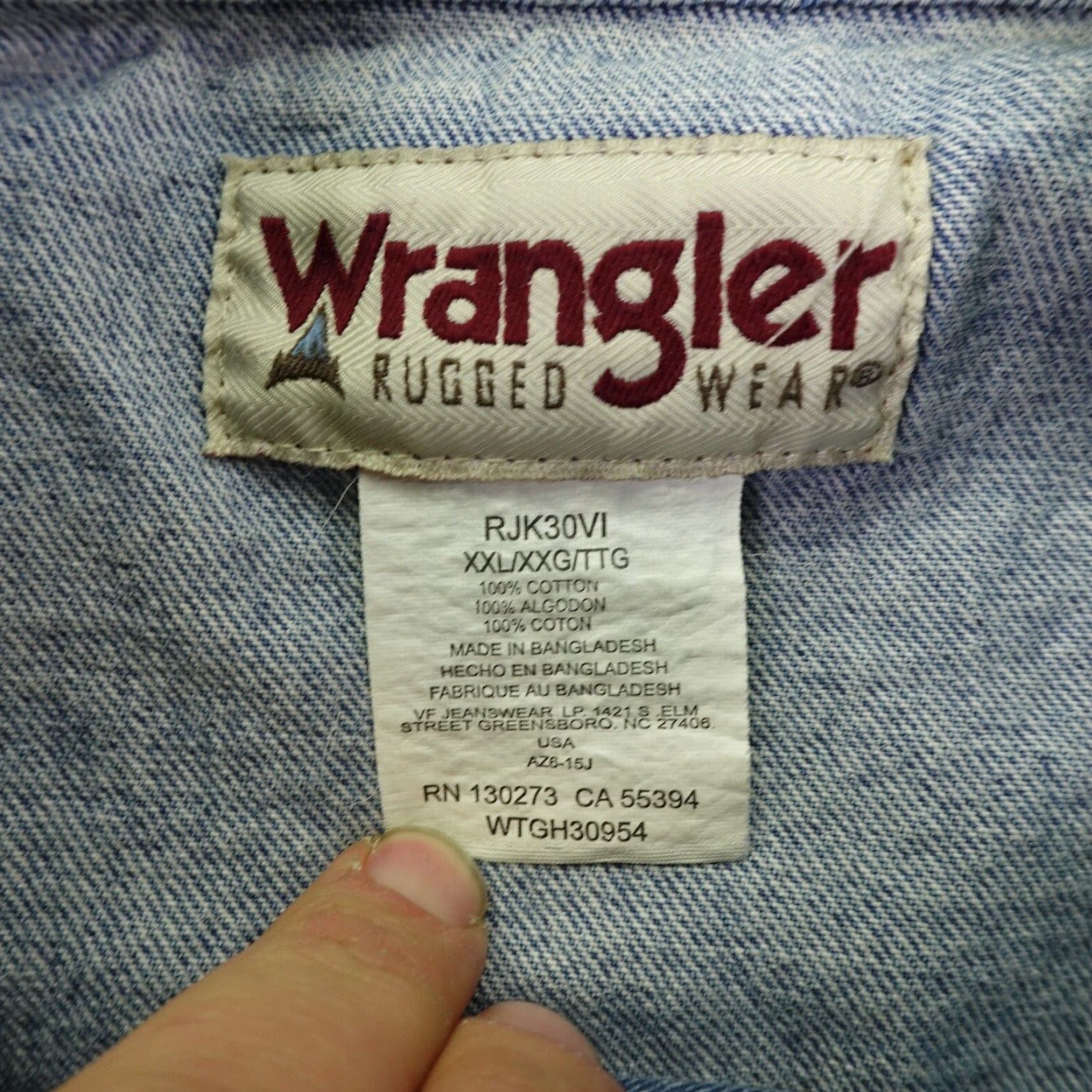 Wrangler Wrangler Denim Jacket Mens 2XL Blue Denim Trucker Button Up Rugged Wear Coat Jacket Mens 2XL Blue Wrangler Denim Jacket Size US 39 - 6 Thumbnail
