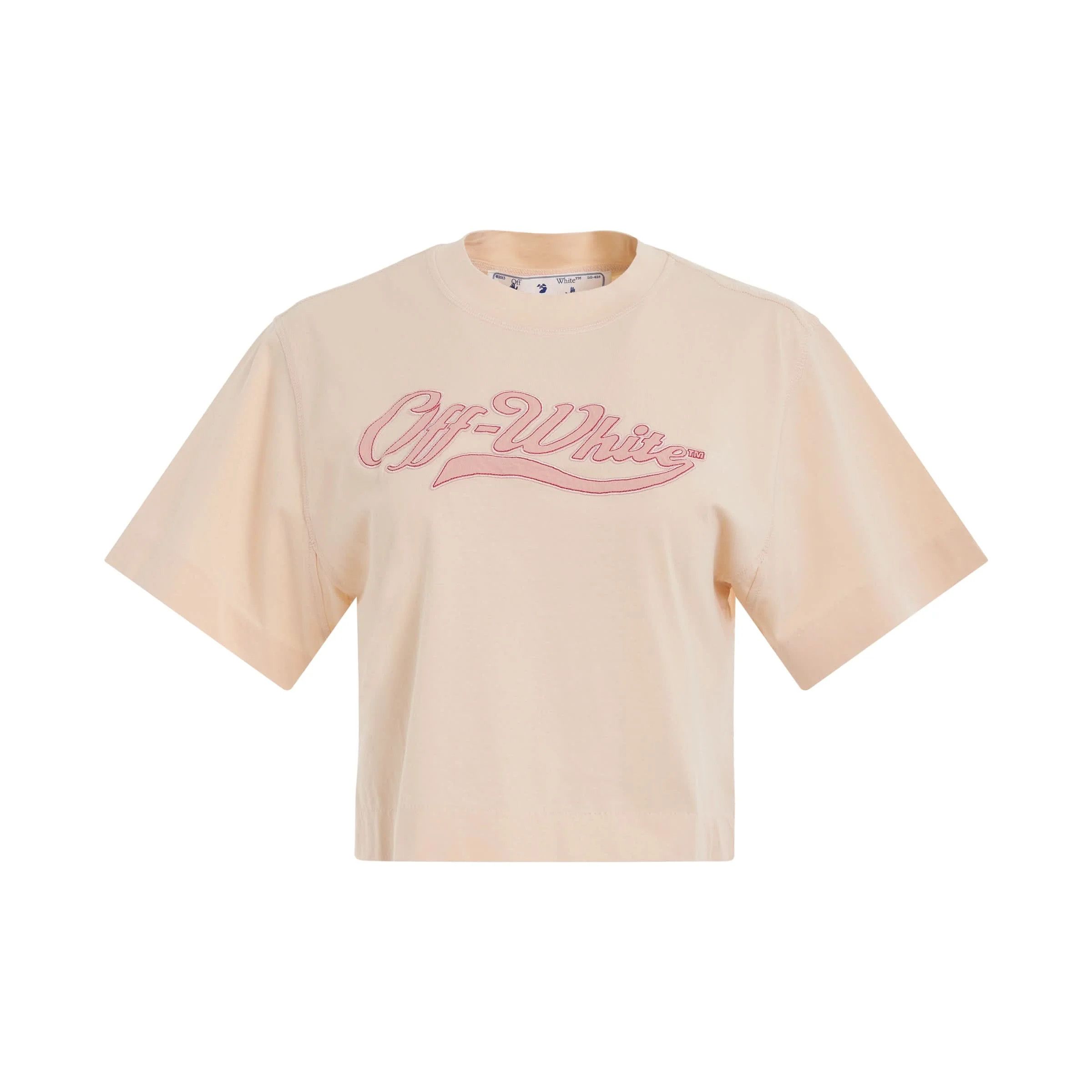 Off-White o1mle0425 Embr Baseball Logo Crop T-Shirt in Beige Size M / US 6-8 / IT 42-44 - 1 Thumbnail
