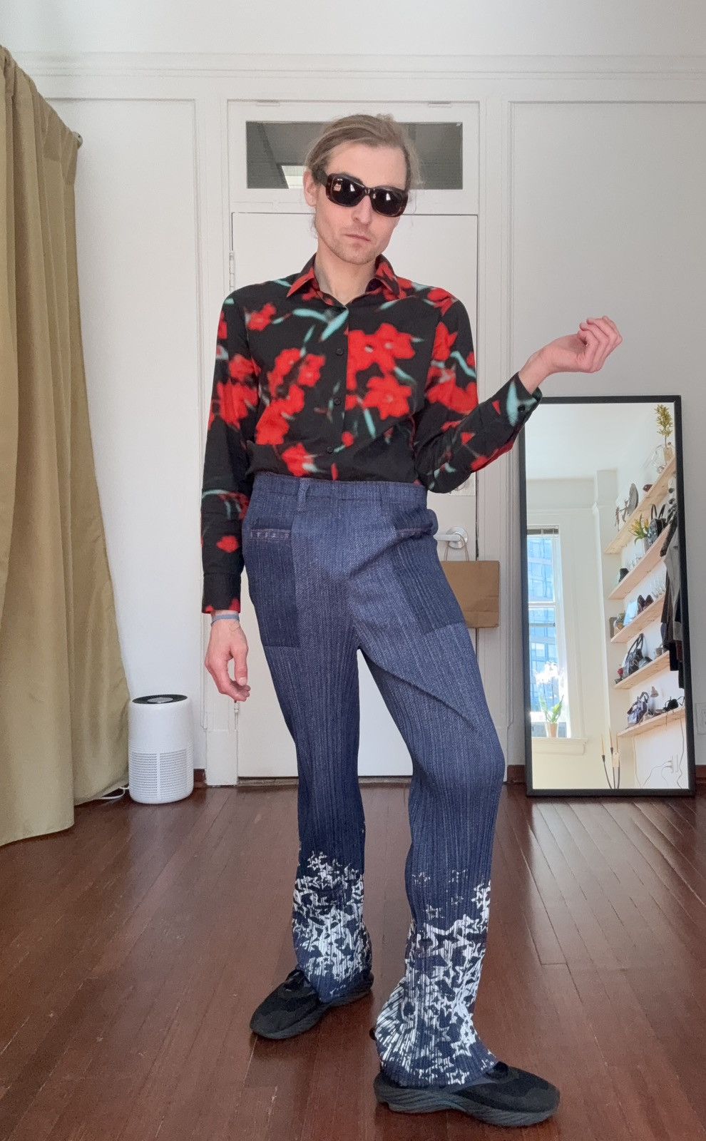 Pleats Please Issey Miyake PLEATS PLEASE Trompe L’Oeil Denim Printed Pants Size US 32 / EU 48 - 3 Thumbnail