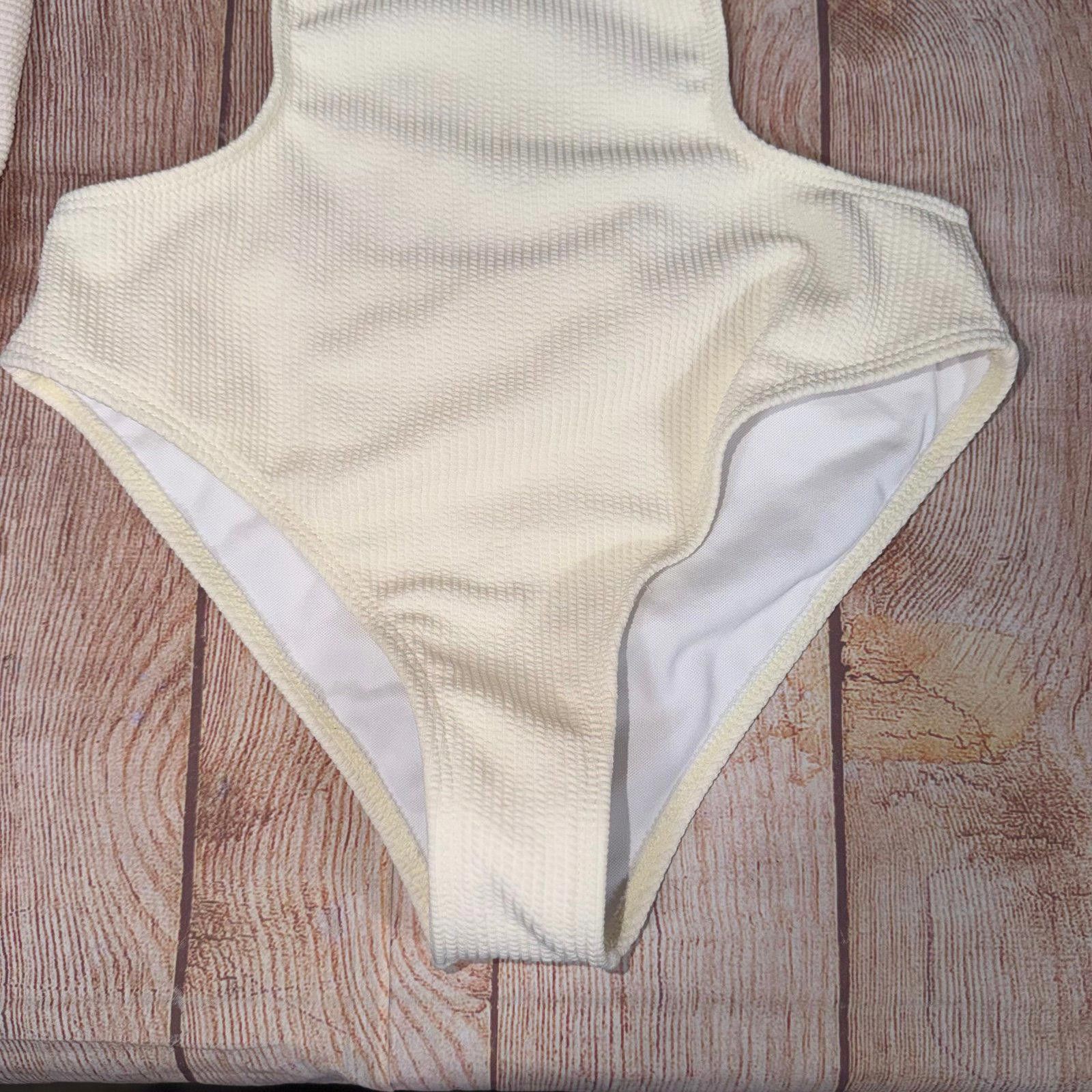Other Small Textured Cream Cutout Underwire One-Piece Swimsuit Size ONE SIZE - 4 Thumbnail