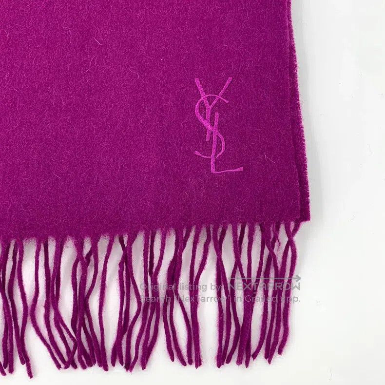 Saint Laurent Paris Saint Laurent Paris Purple Logo Letter Embroidered Wool Fr Size ONE SIZE - 4 Thumbnail