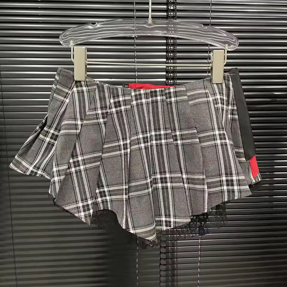Other Patchwork Streetwear Retro Irregular Plaid Mini Skirt Y2k Size 26" / US 2 / IT 38 - 3 Thumbnail