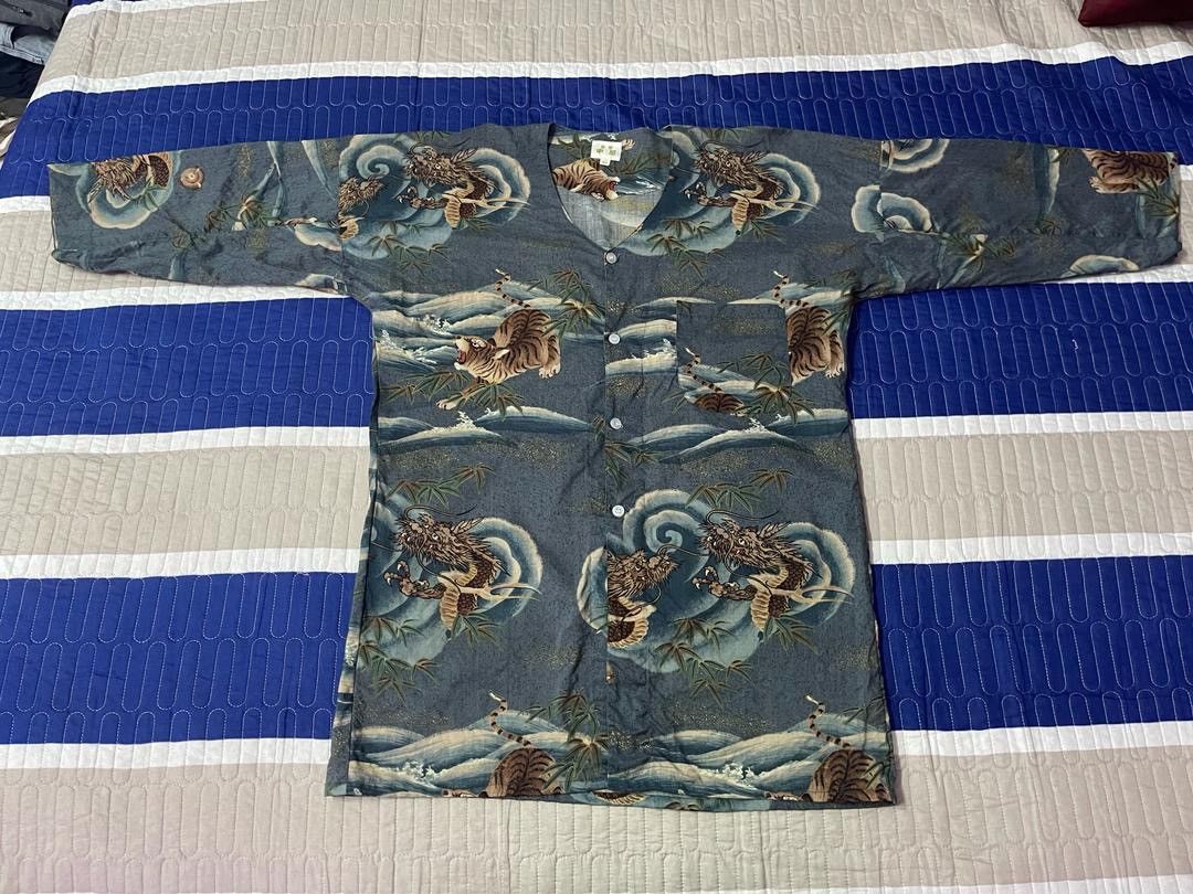 image of Rare Nakaya Tiger And Dragon Print Button Up, Men's (Size Medium)