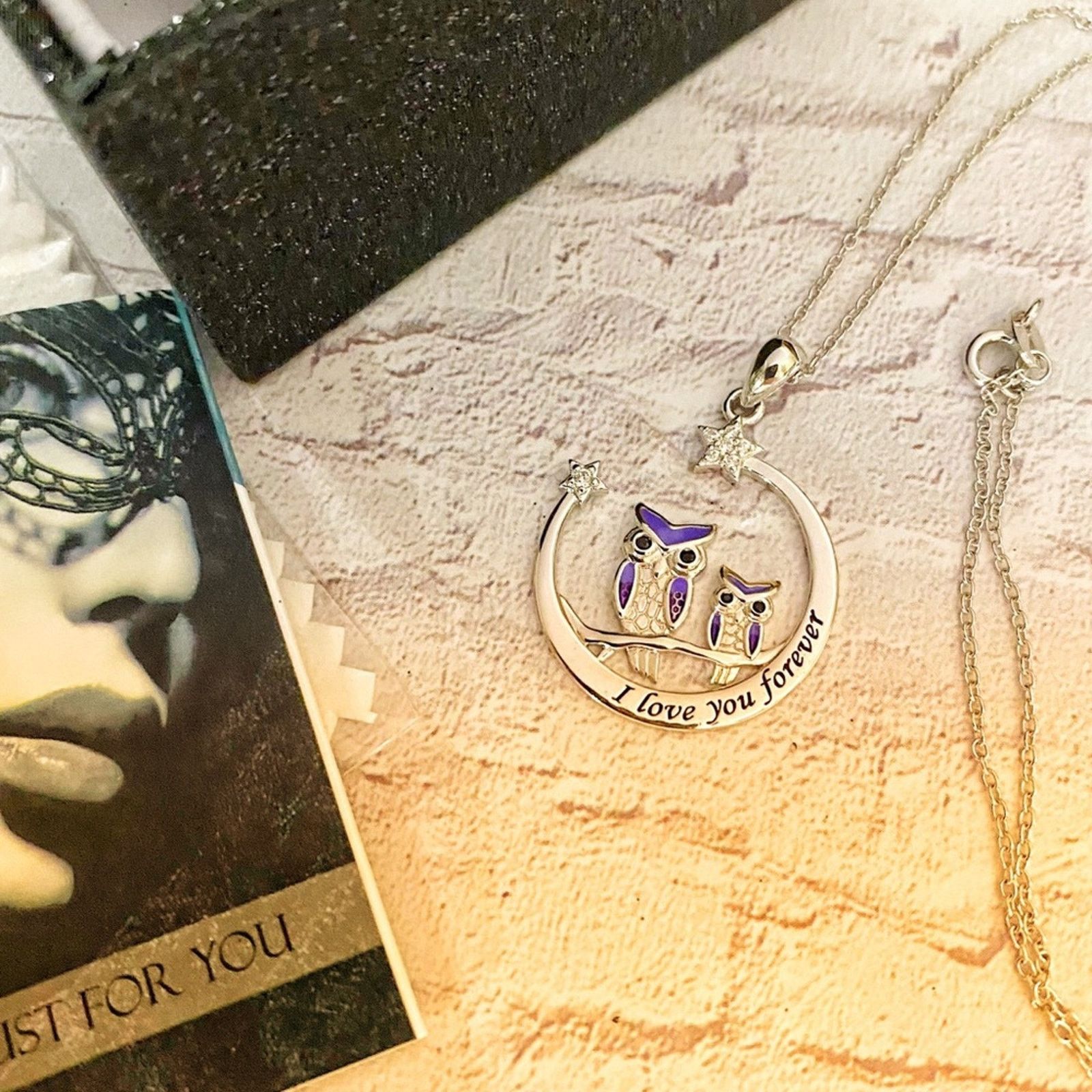 The Unbranded Brand Owl I Love You Forever Sterling Silver Necklace Size ONE SIZE - 5 Thumbnail