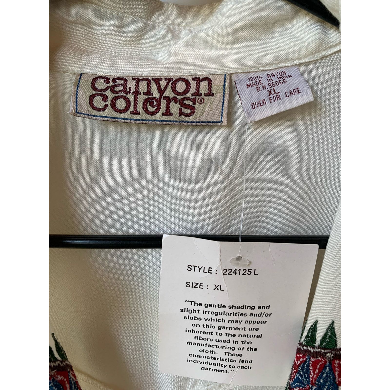 Vintage Embroidered Western Button Down Off White Shirt NWT Size XL / US 12-14 / IT 48-50 - 8 Thumbnail