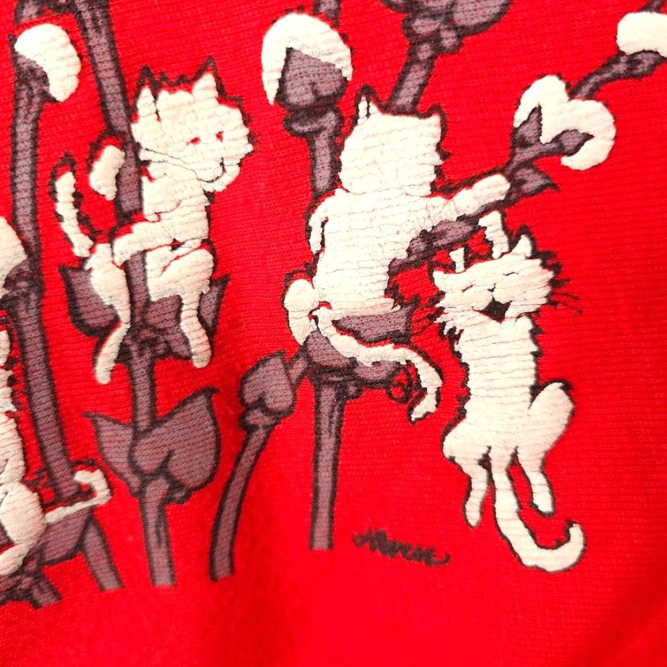 Vintage VINTAGE Pussy Willows Cat Sweater Womens Size M Red 80s 3/4 Sleeve Pullover Size M / US 6-8 / IT 42-44 - 4 Thumbnail