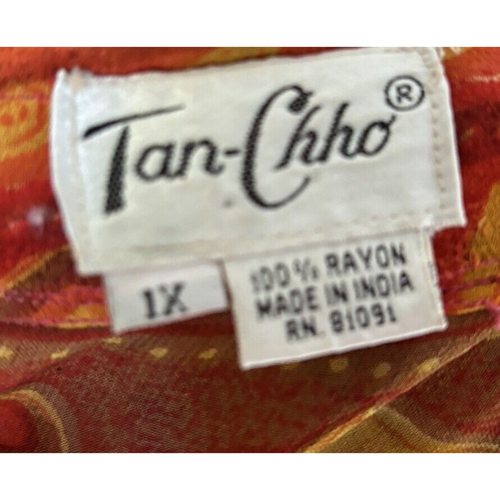 Other Tan-Chho Orange Red Yellow Duster Jacket Kimono Rayon Sz 1X Size XL / US 12-14 / IT 48-50 - 8 Thumbnail