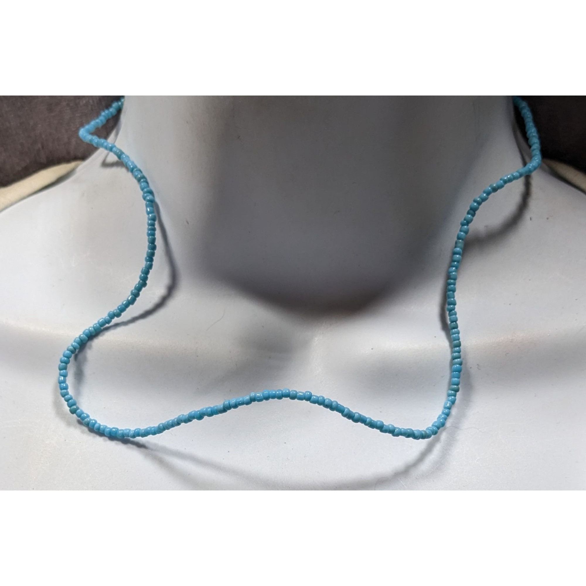 Handmade Handmade Light Blue Glass Seed Bead Necklace Size ONE SIZE - 2 Thumbnail