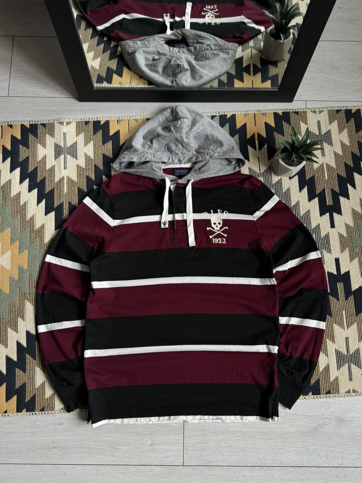 Vintage Polo Ralph Lauren Stripped Hooded Skull Longsleve