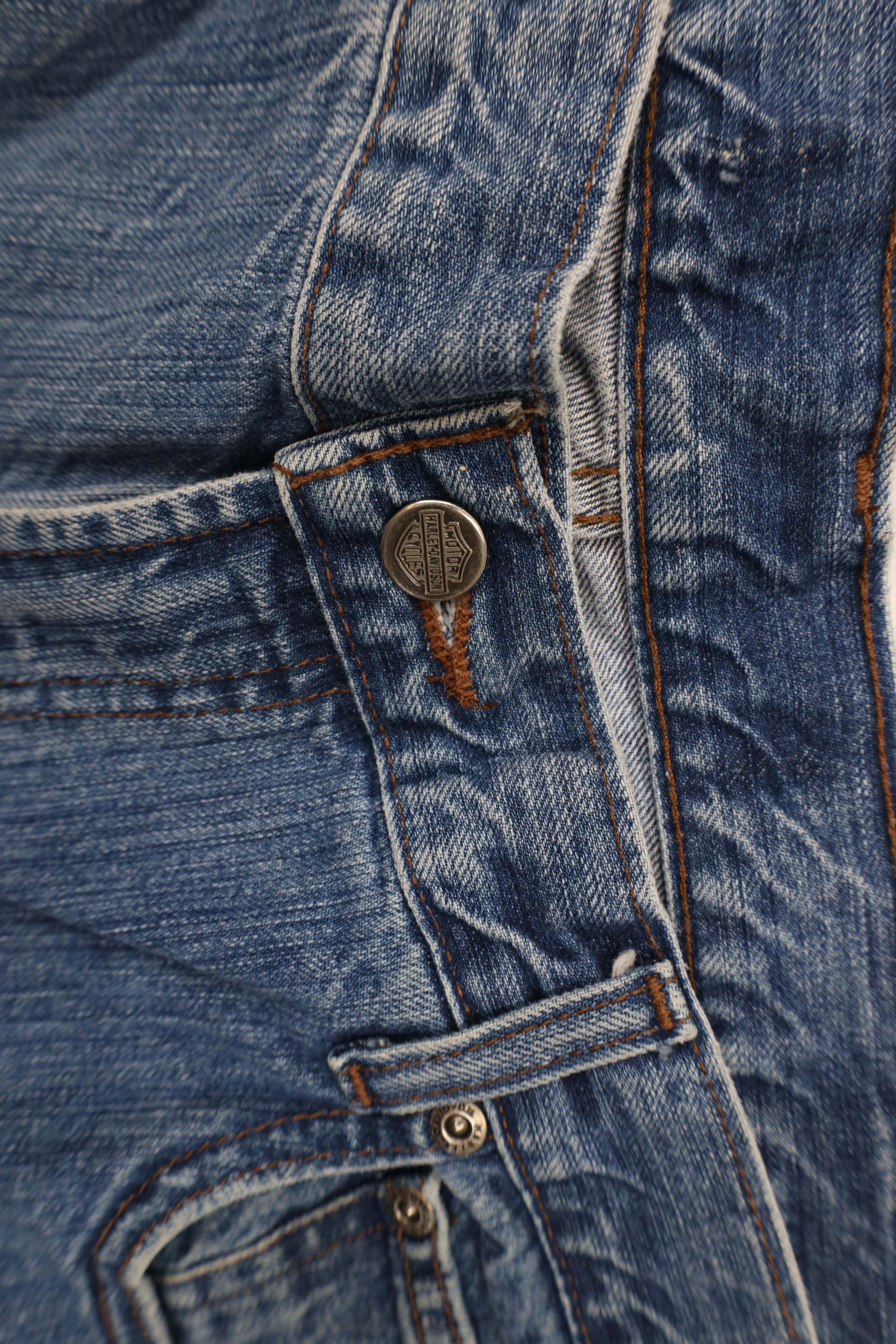 Harley Davidson × Vintage Vintage Harley Davidson Spell Out Wide Leg Denim Jeans Blue Size US 36 / EU 52 - 7 Thumbnail