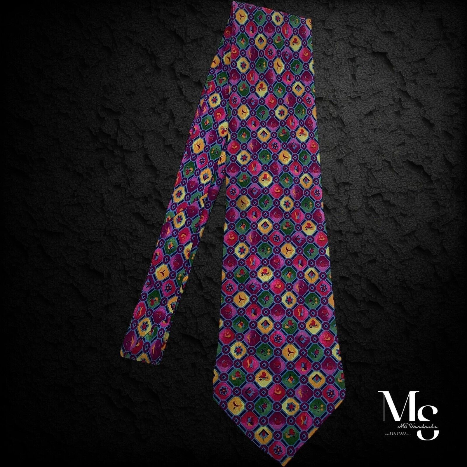 Brioni BRIONI Burgundy Green Geometric Floral Silk Tie H.Made Italy Size ONE SIZE - 6 Thumbnail
