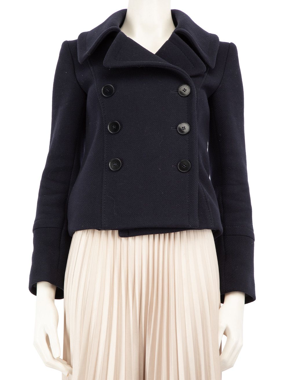 image of Stella Mccartney Navy Wool Cropped Coat, Women's (Size XS)